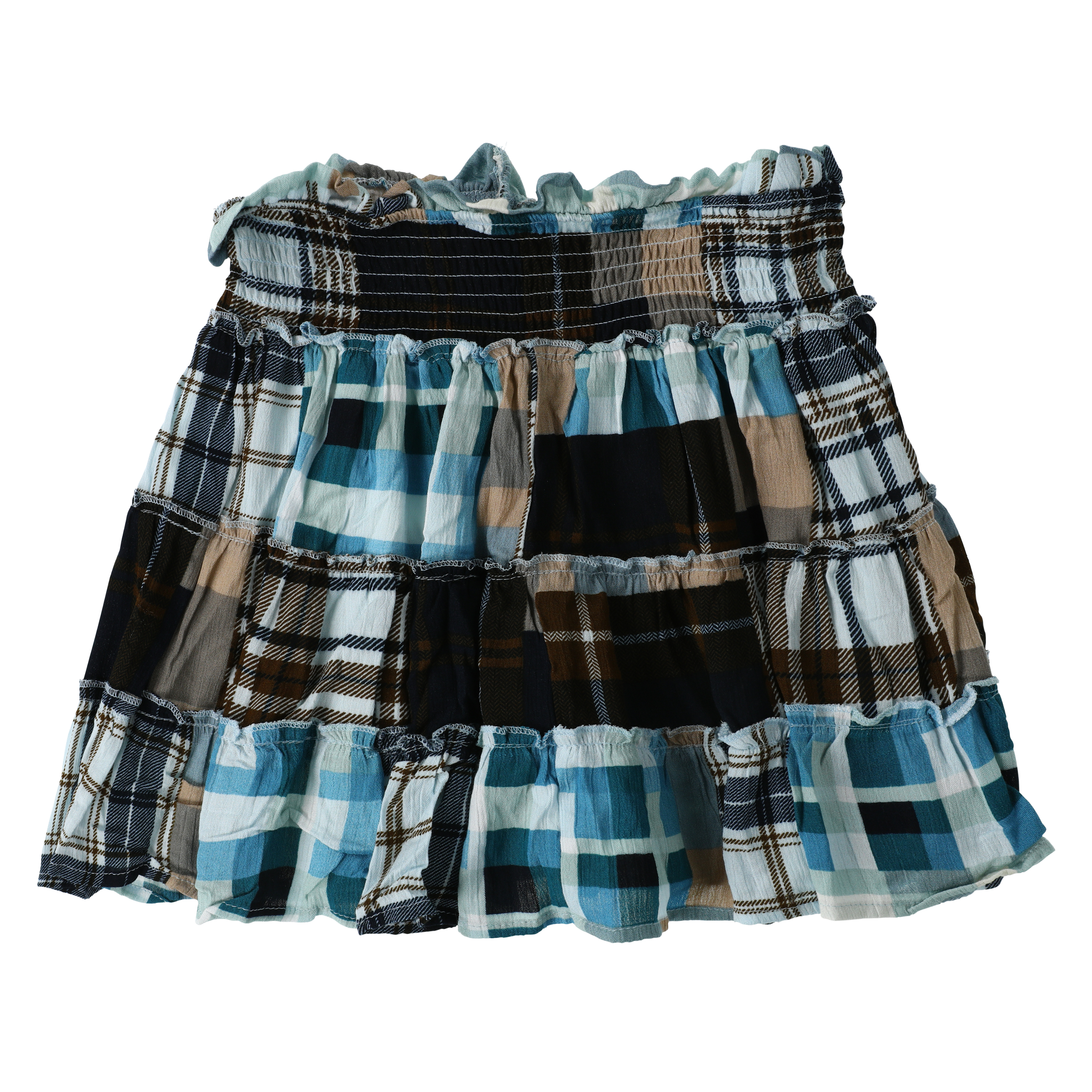 Patchwork Stretch Ruffle Skirt