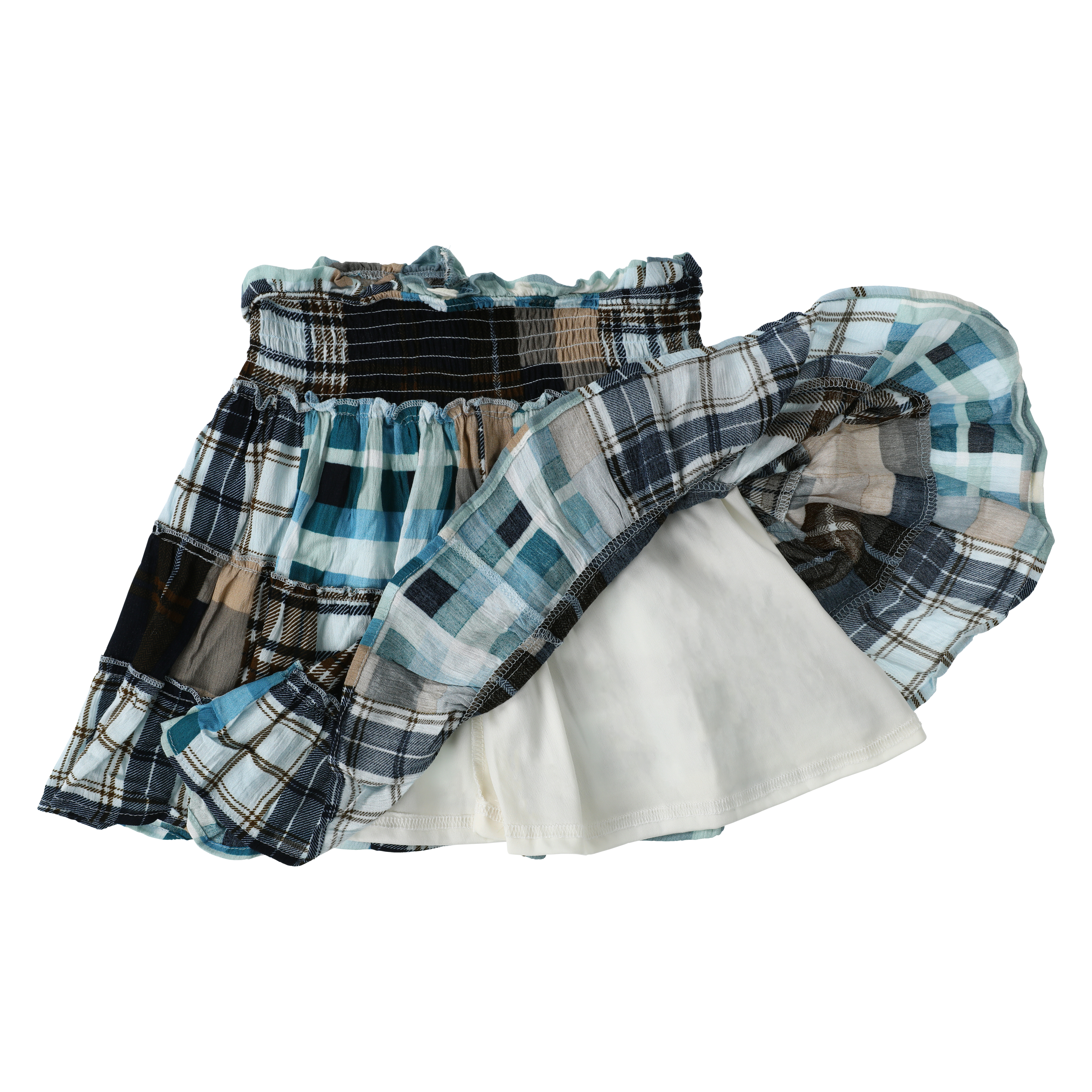 Patchwork Stretch Ruffle Skirt