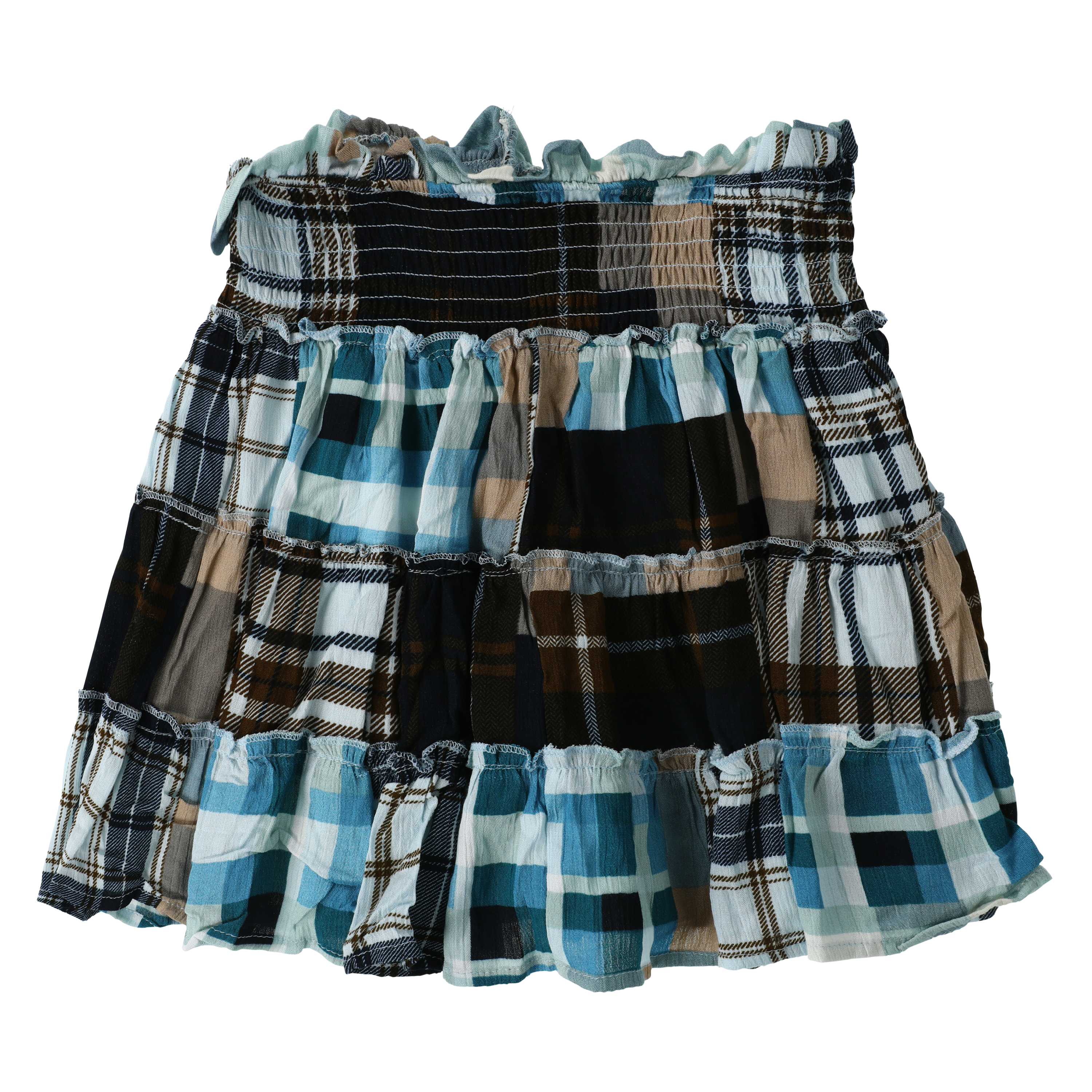 Patchwork Stretch Ruffle Skirt