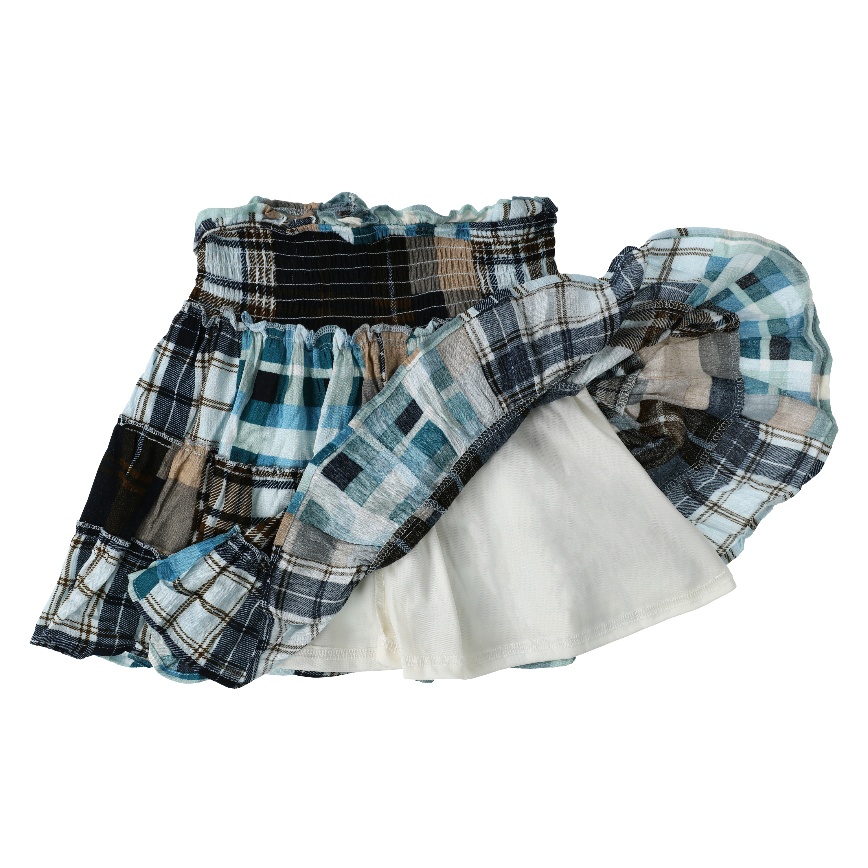 Patchwork Stretch Ruffle Skirt