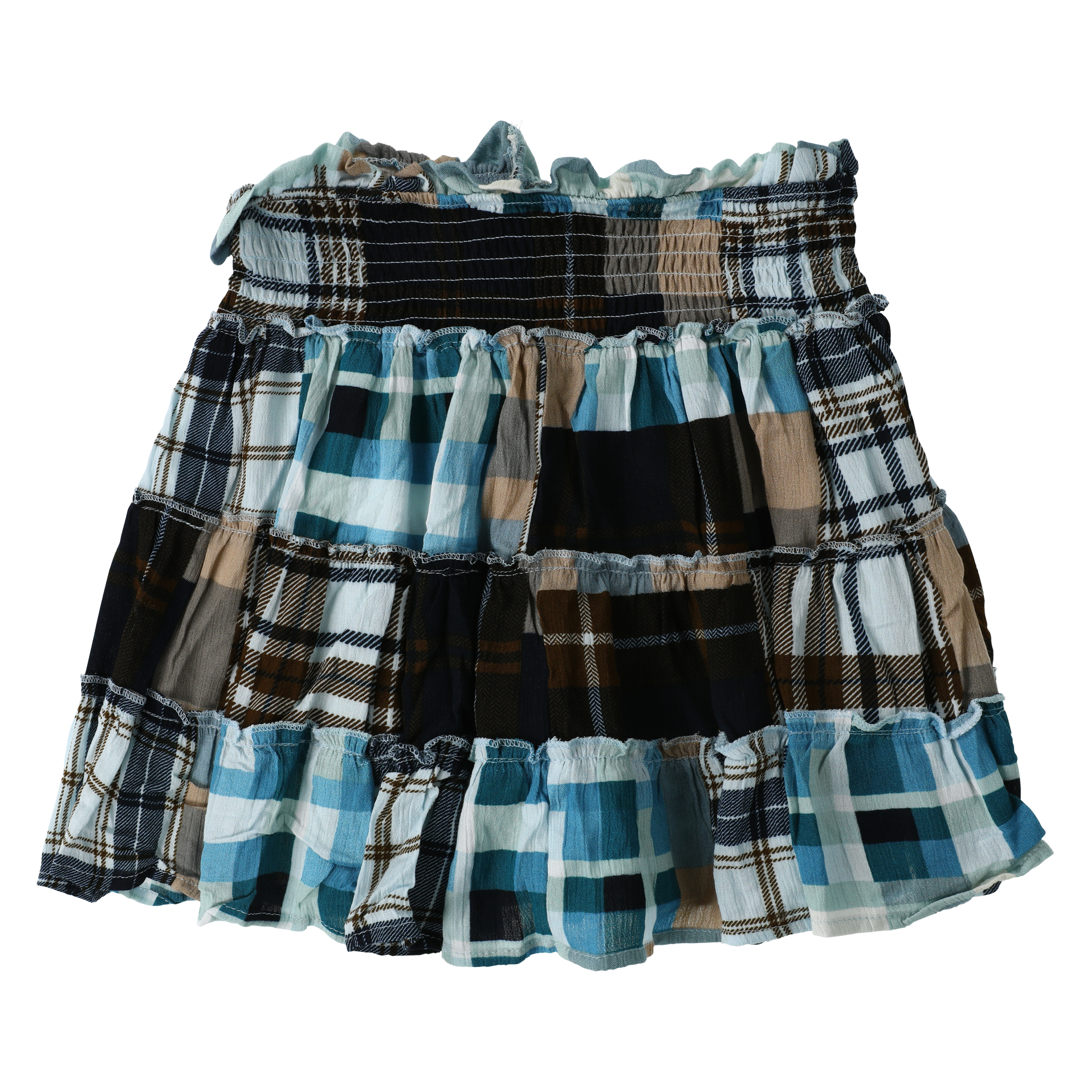 Patchwork Stretch Ruffle Skirt