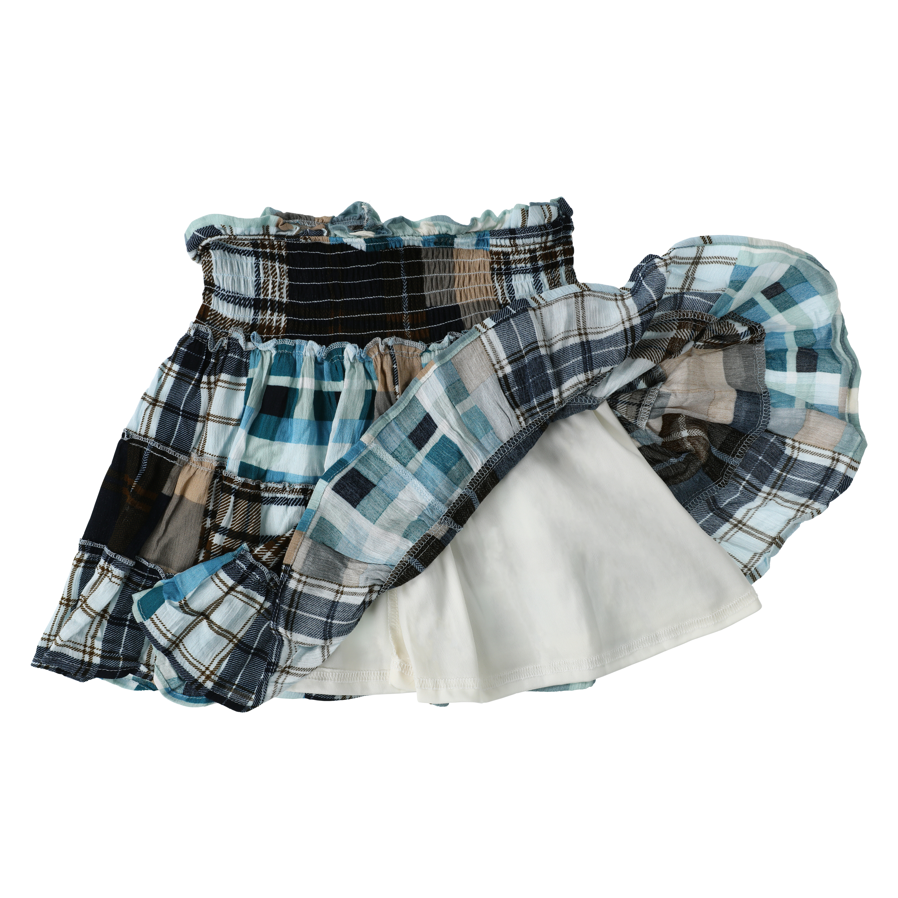 Patchwork Stretch Ruffle Skirt