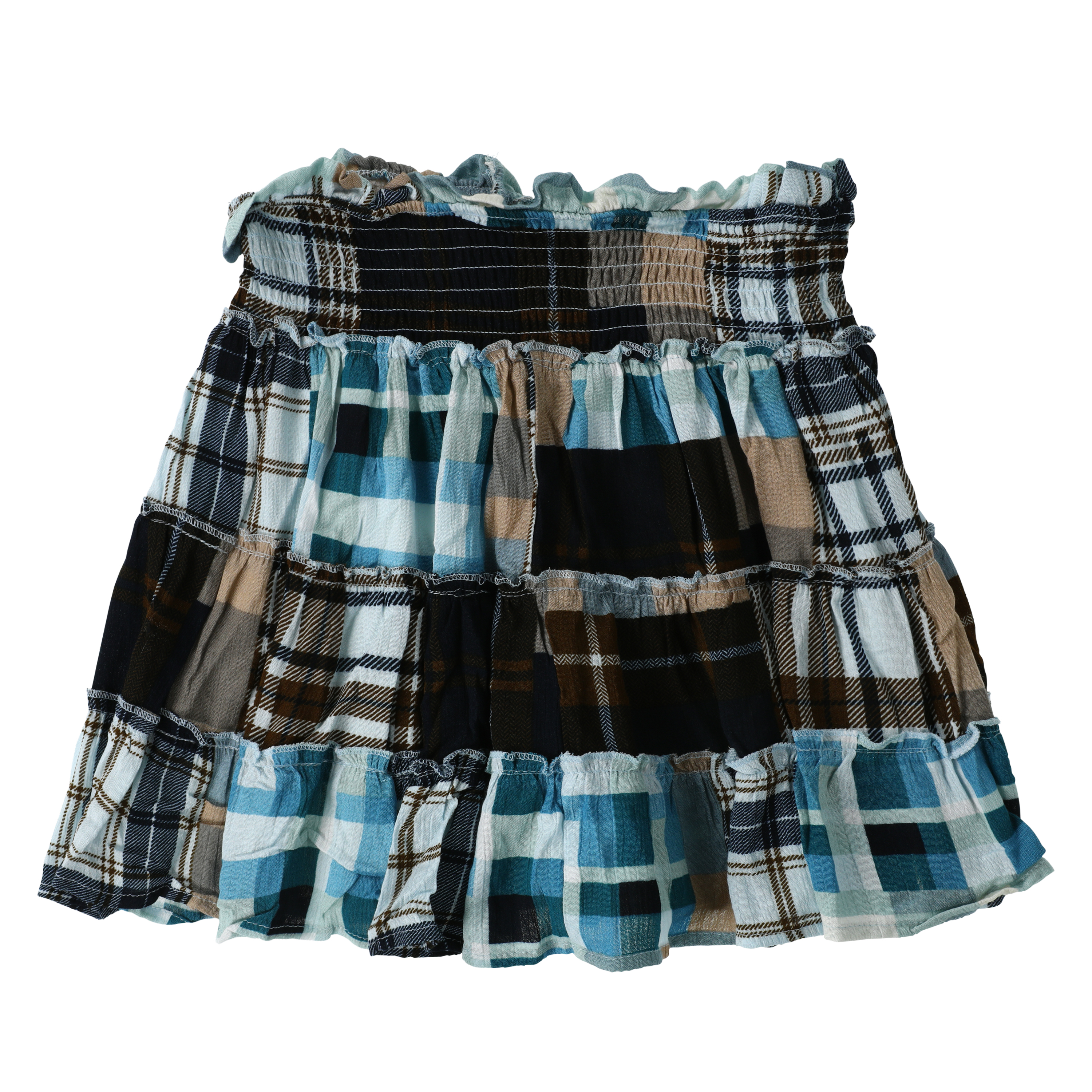 Patchwork Stretch Ruffle Skirt