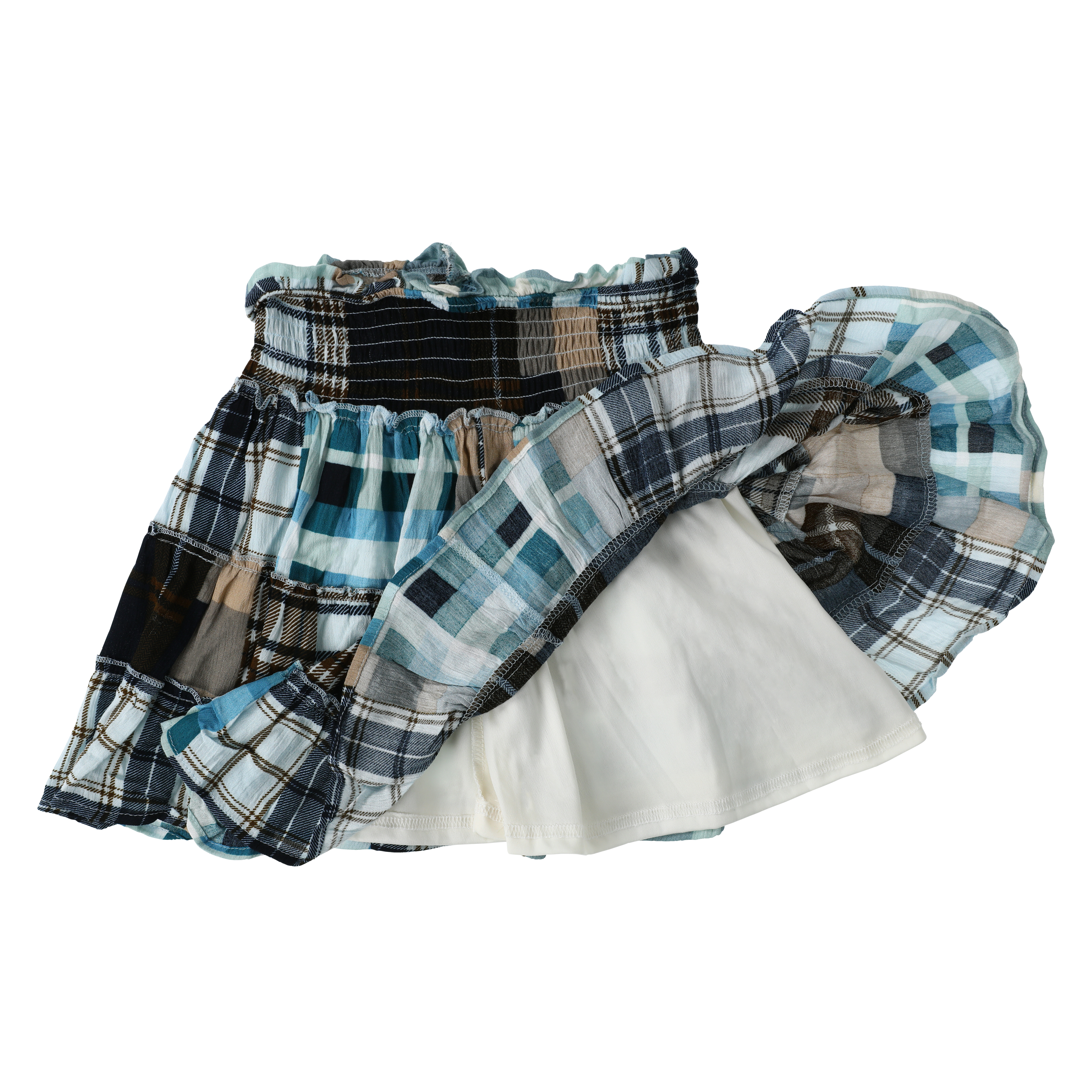 Patchwork Stretch Ruffle Skirt