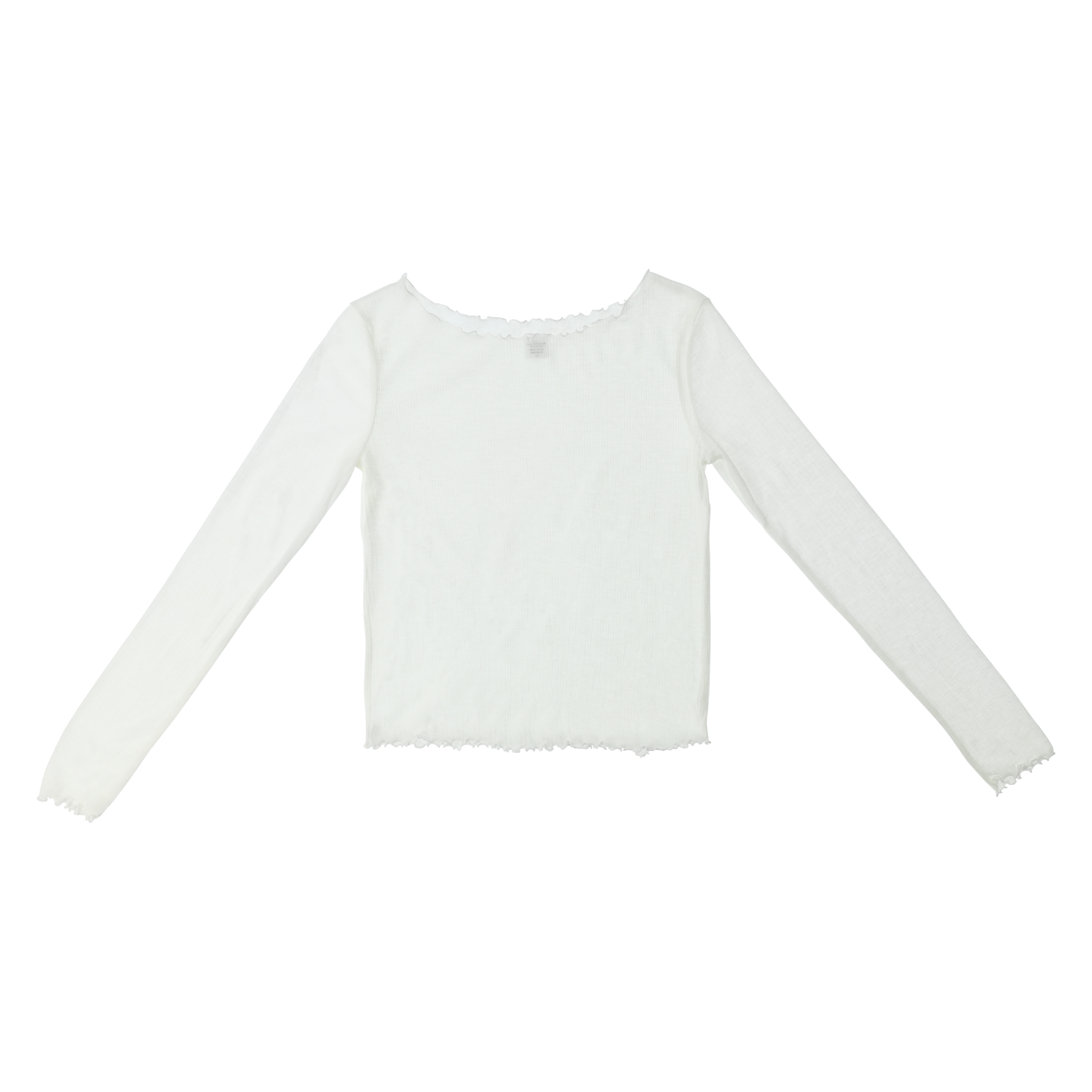 Sheer Ribbed Long-Sleeve Top