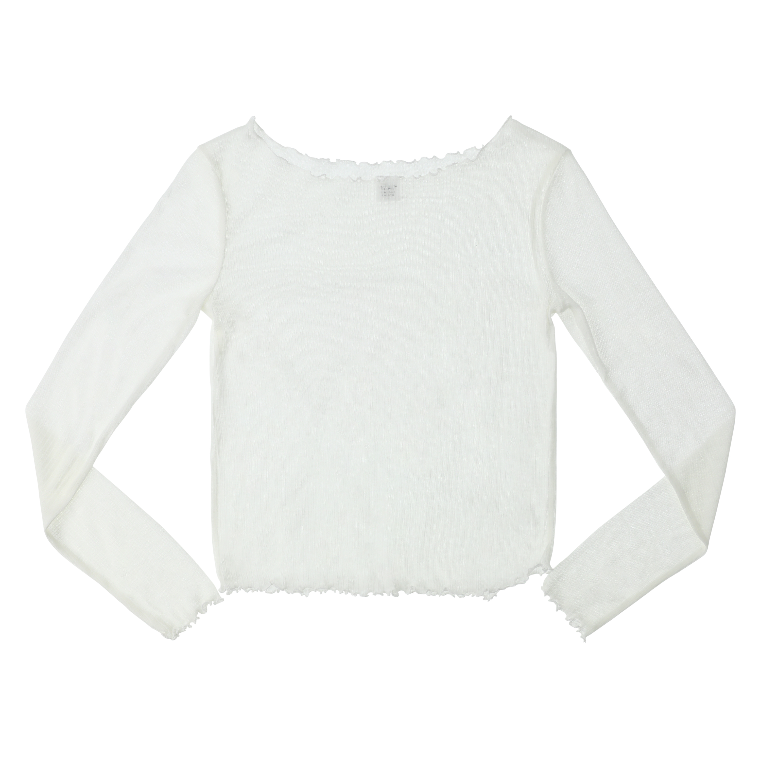 Sheer Ribbed Long-Sleeve Top