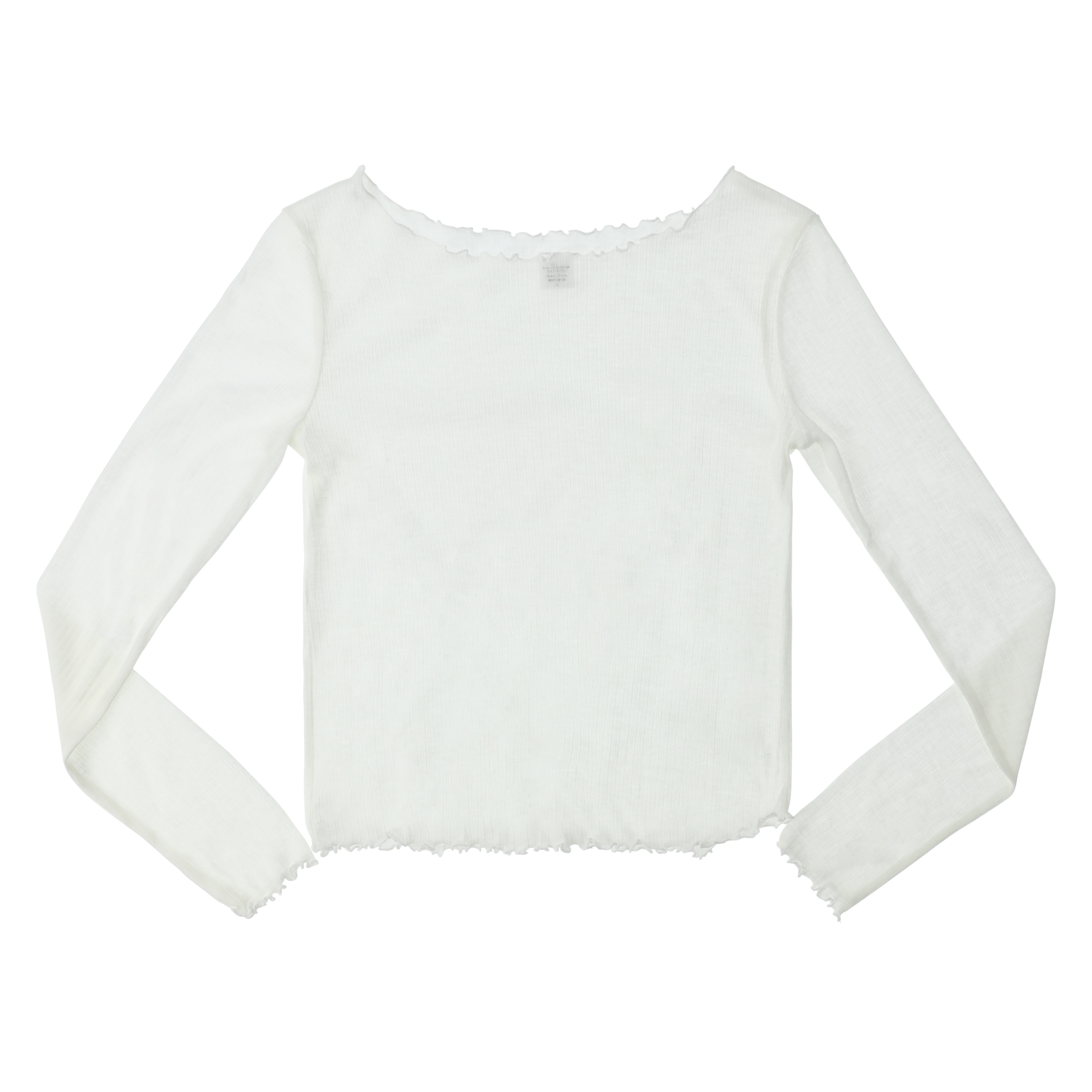 Sheer Ribbed Long-Sleeve Top