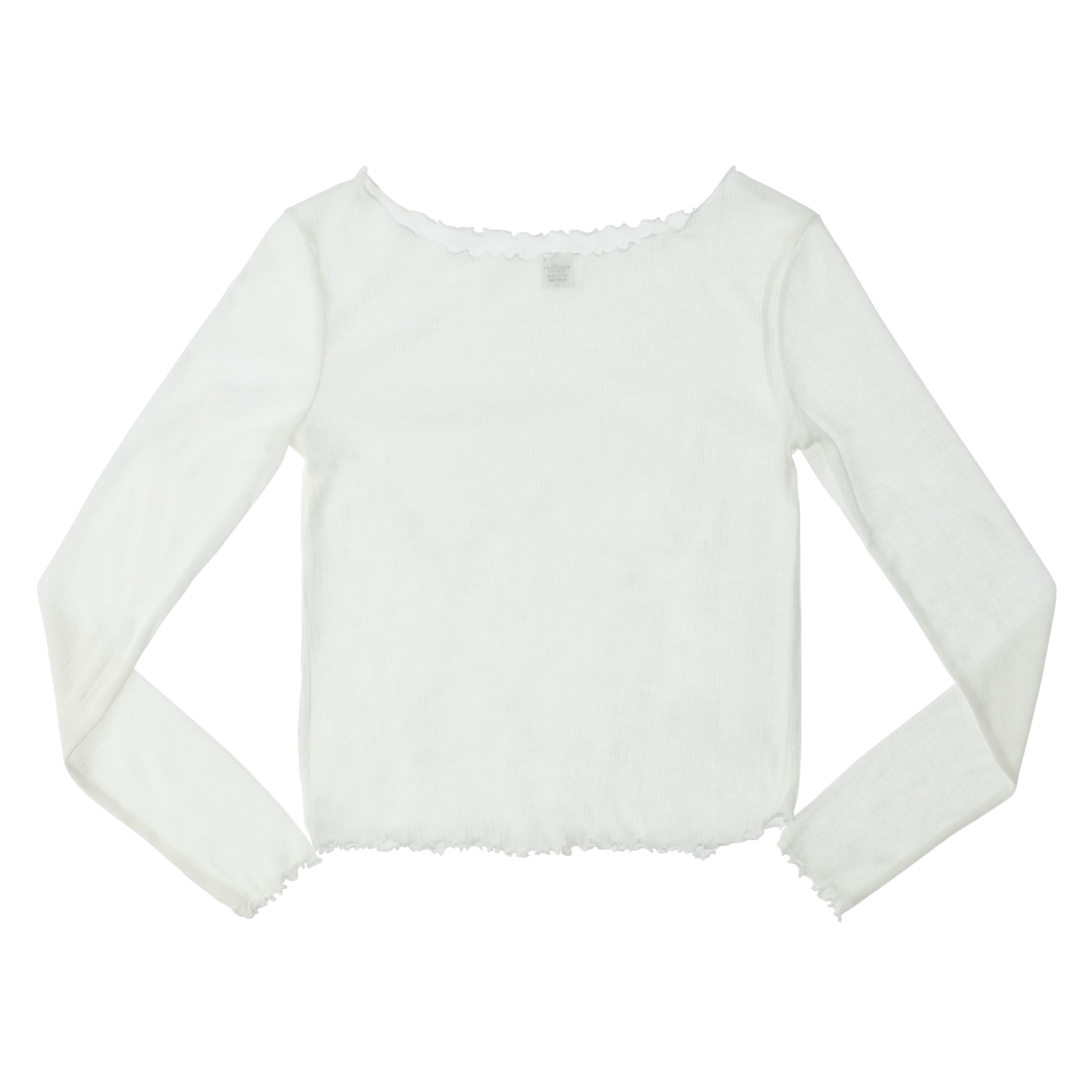 Sheer Ribbed Long-Sleeve Top