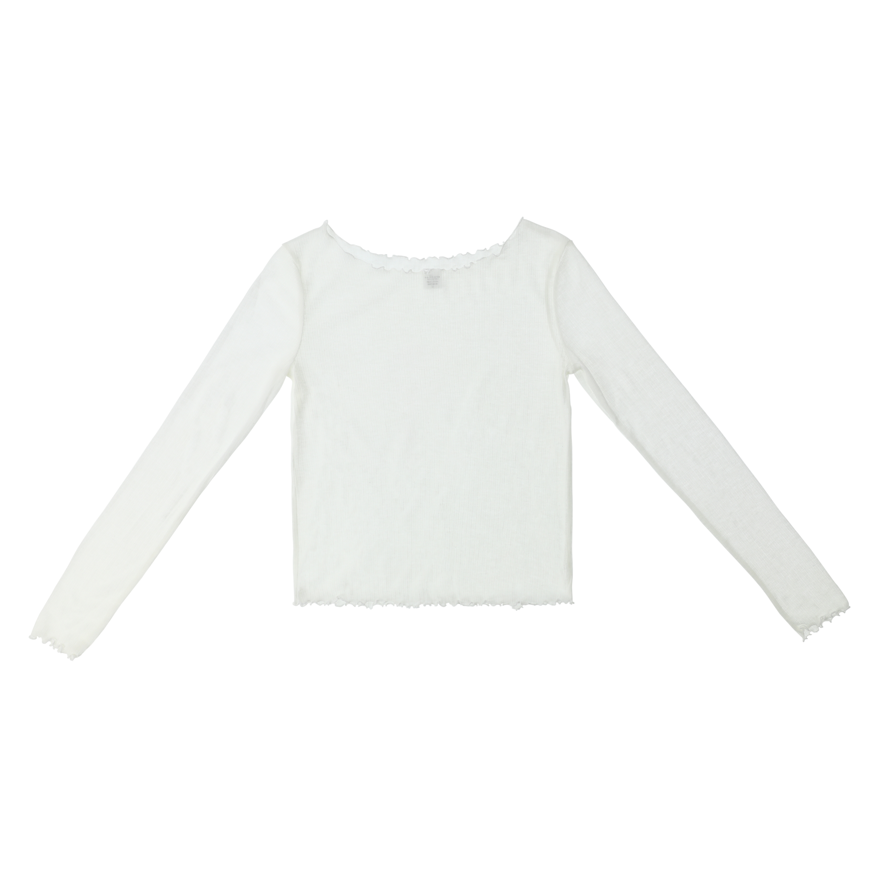Sheer Ribbed Long-Sleeve Top