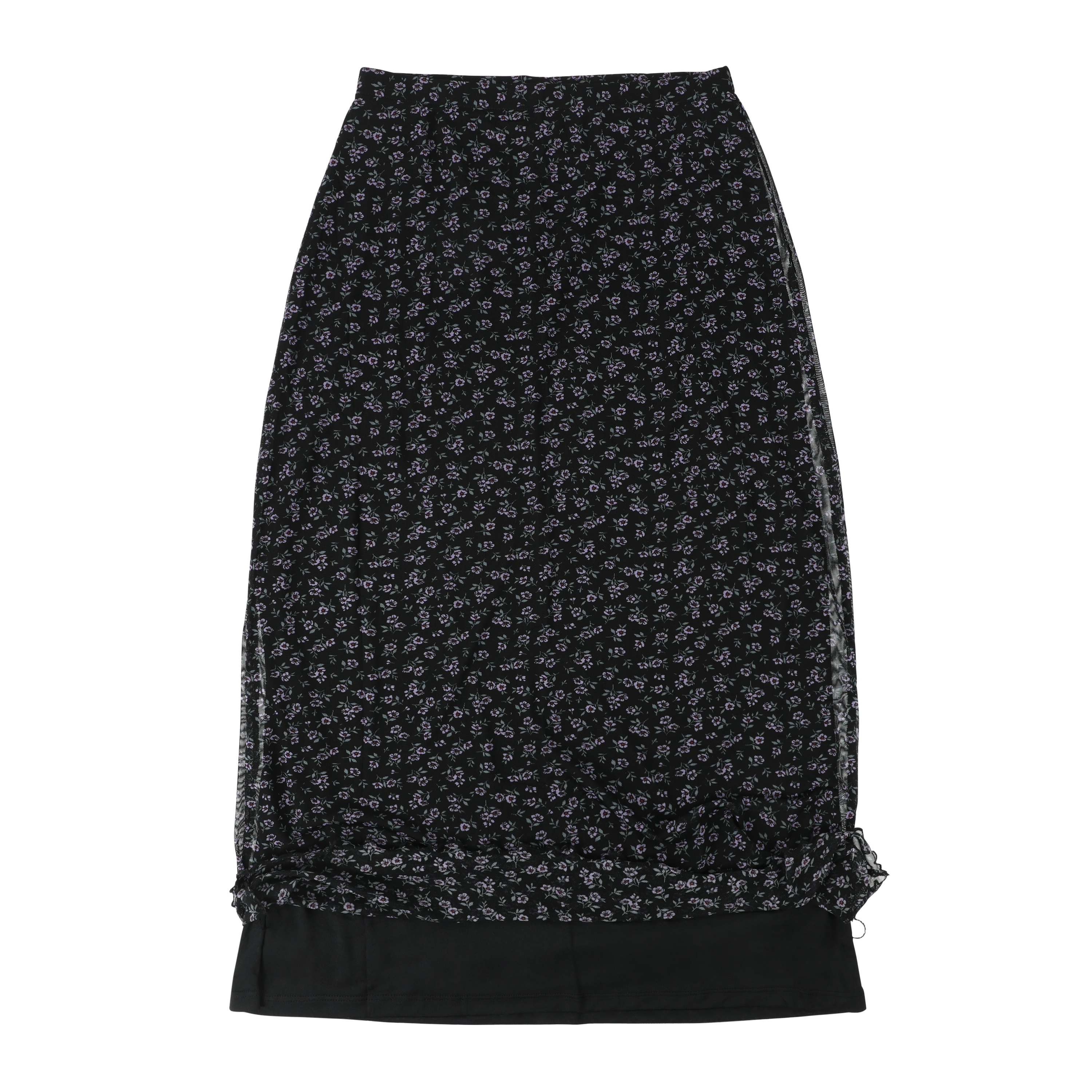 スカート NOTHINGEVERYTHING : 25SS / MESH LAYERED MIDI SKIRT (2COLORS) 3D Posy Double-Layered Mesh Midi Skirt in Caramel - Retro