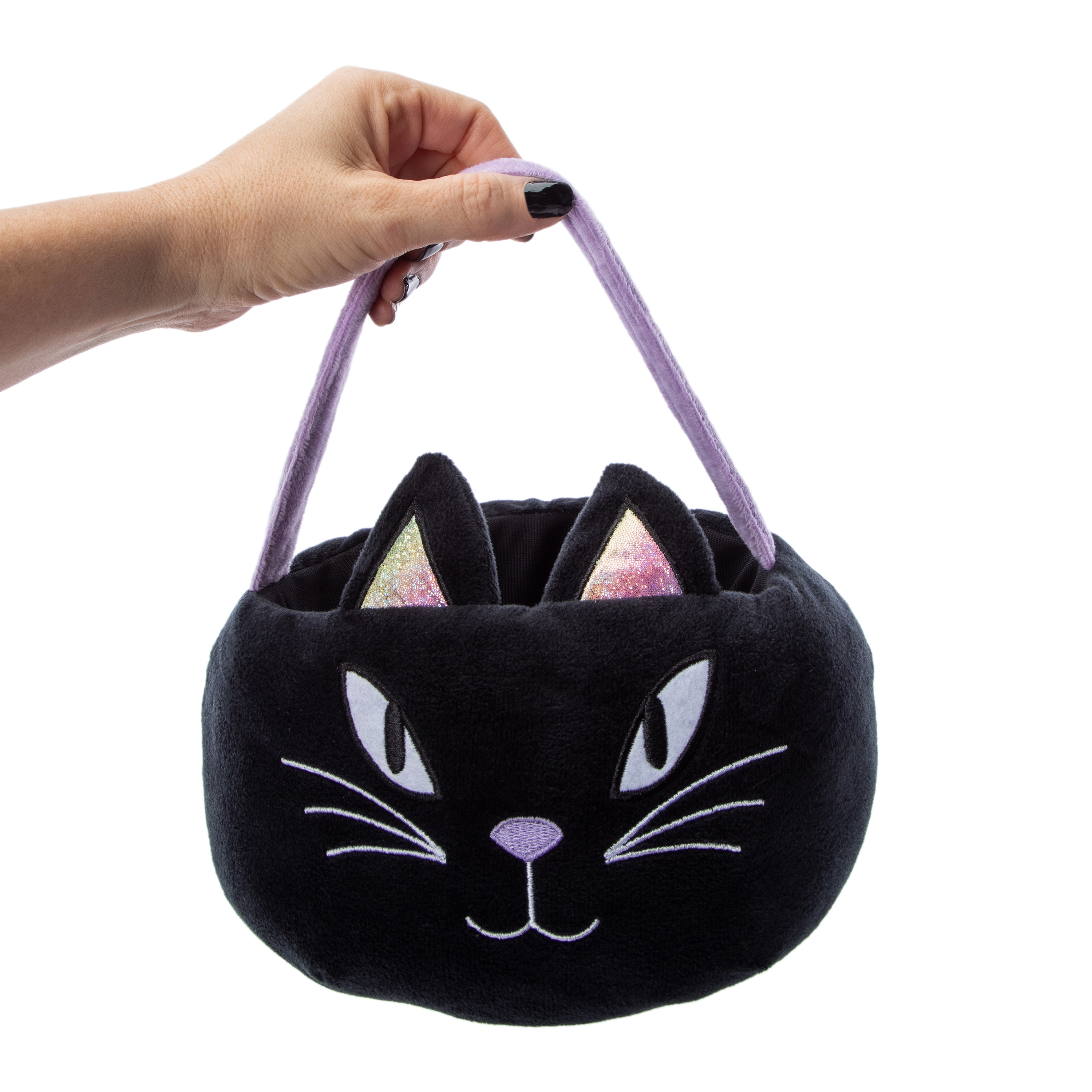 Cat Plush Halloween Basket 9.44in x 9.84in