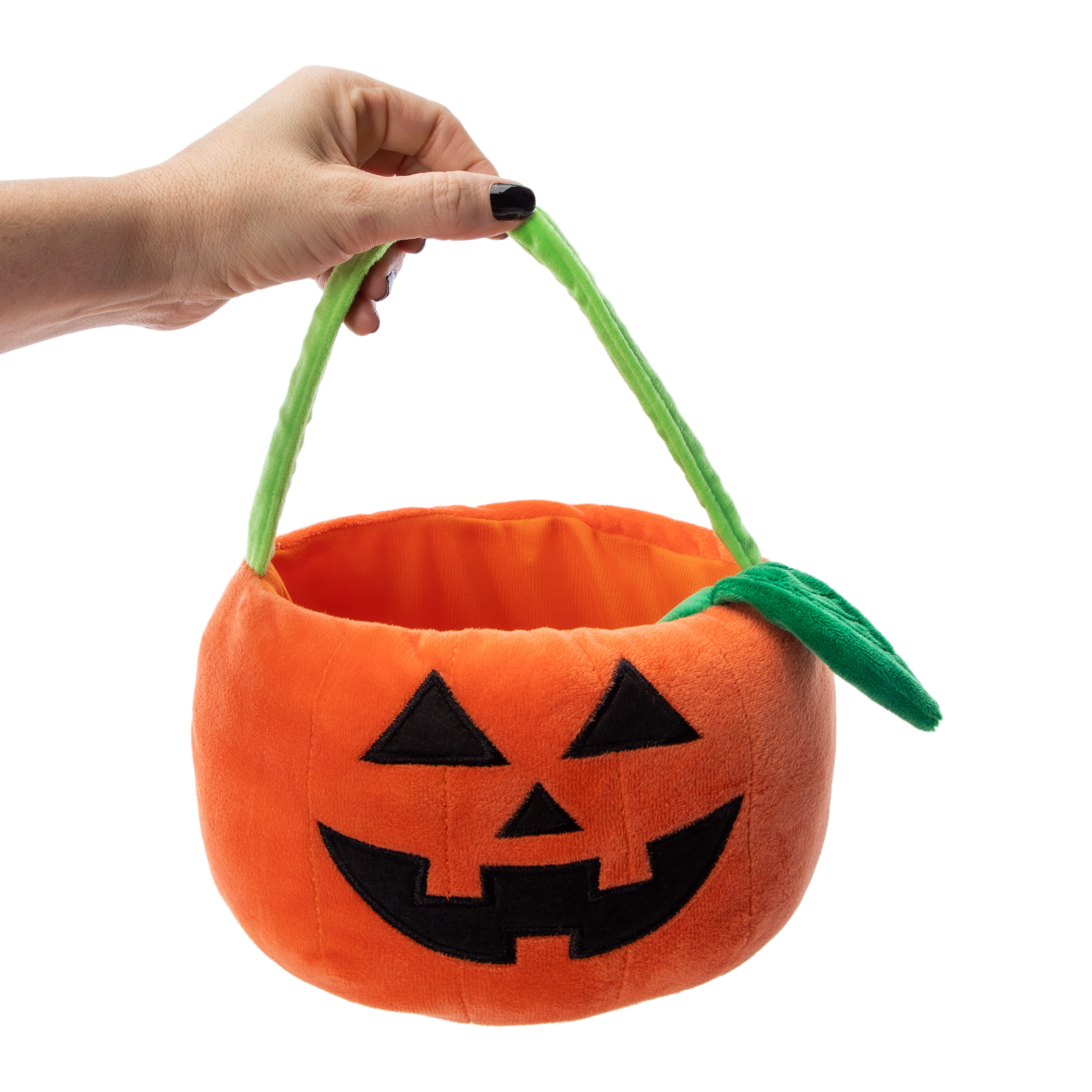 Pumpkin Plush Halloween Basket 9.44in x 9.84in