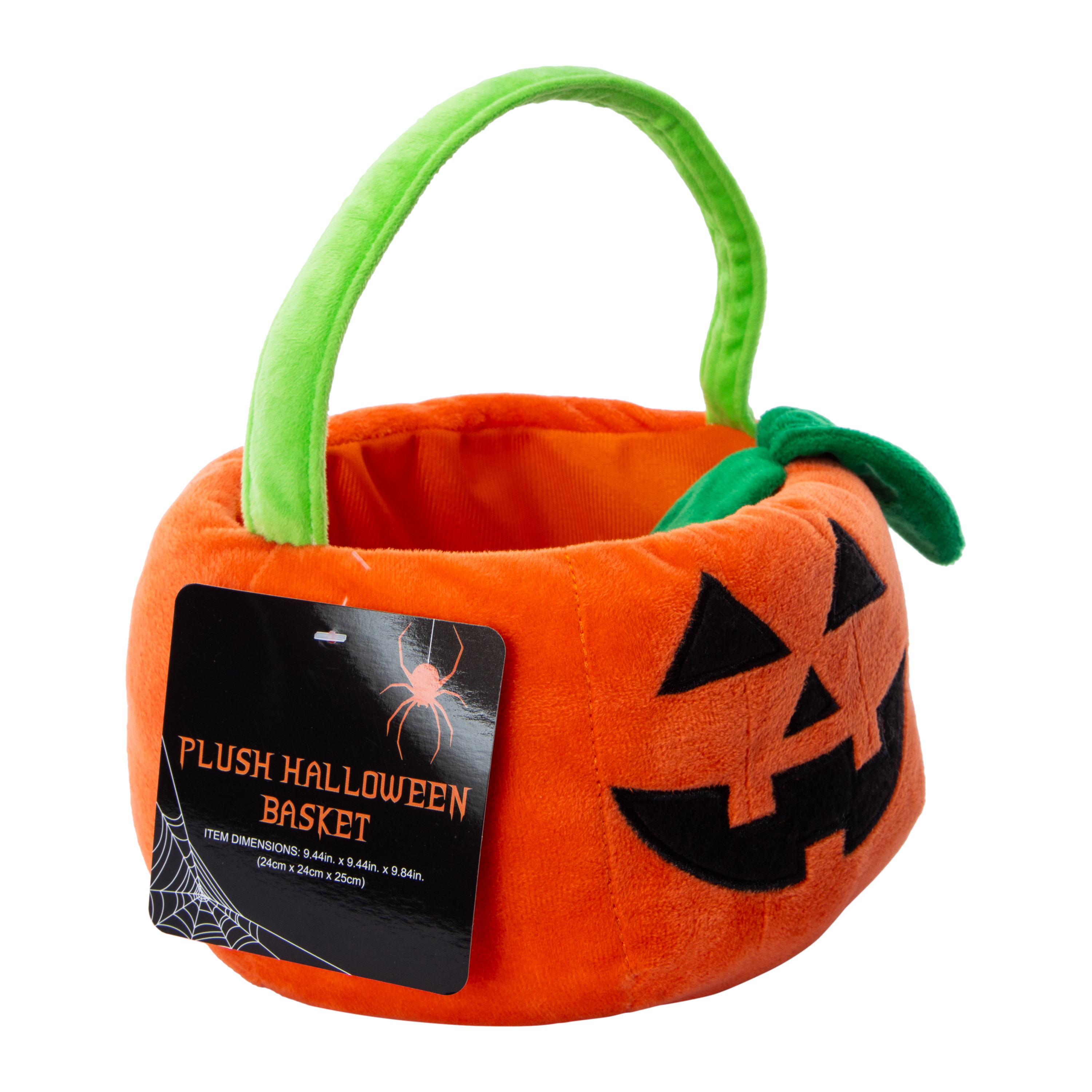 Pumpkin Plush Halloween Basket 9.44in x 9.84in