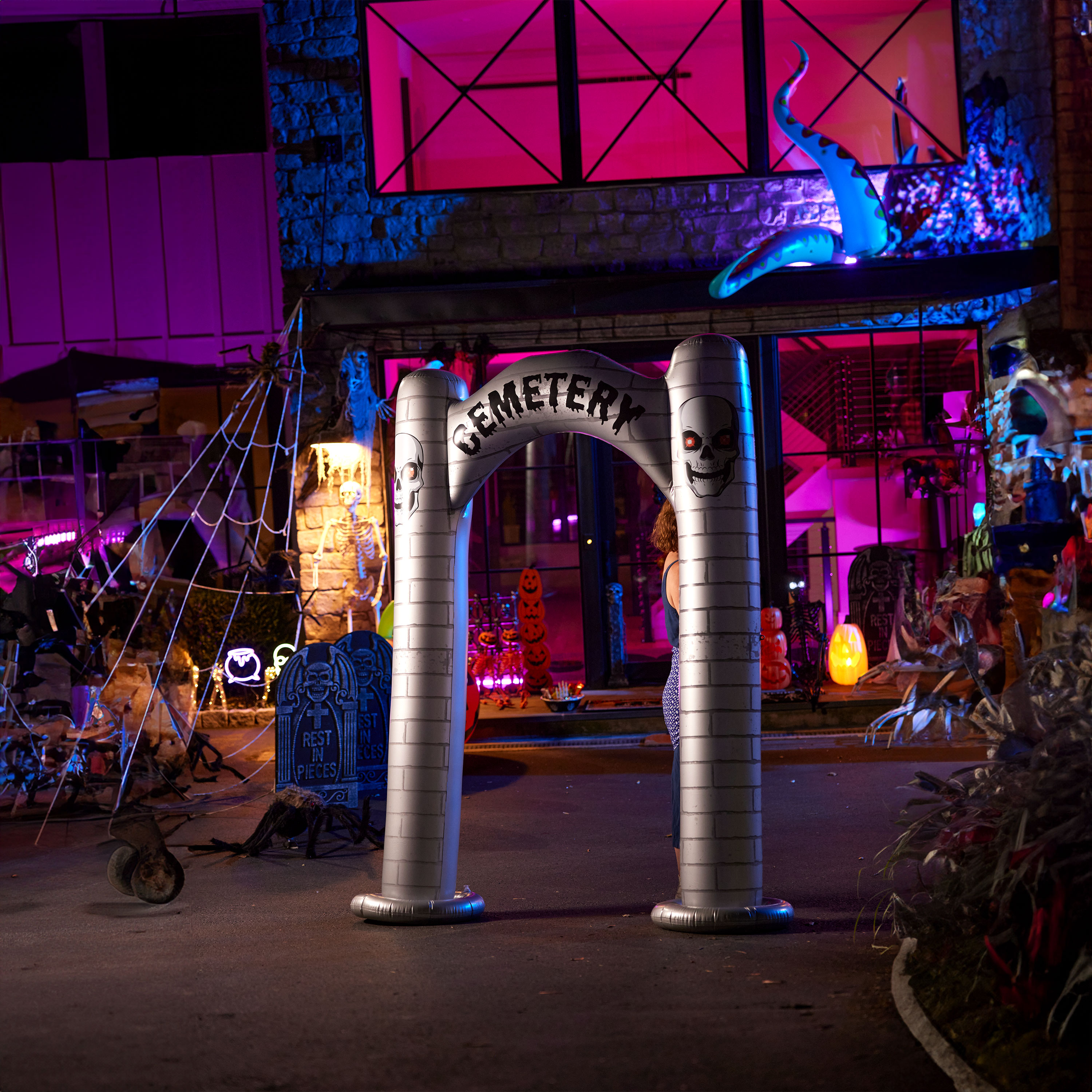 Inflatable Cemetery Arch Halloween Decor 7ft