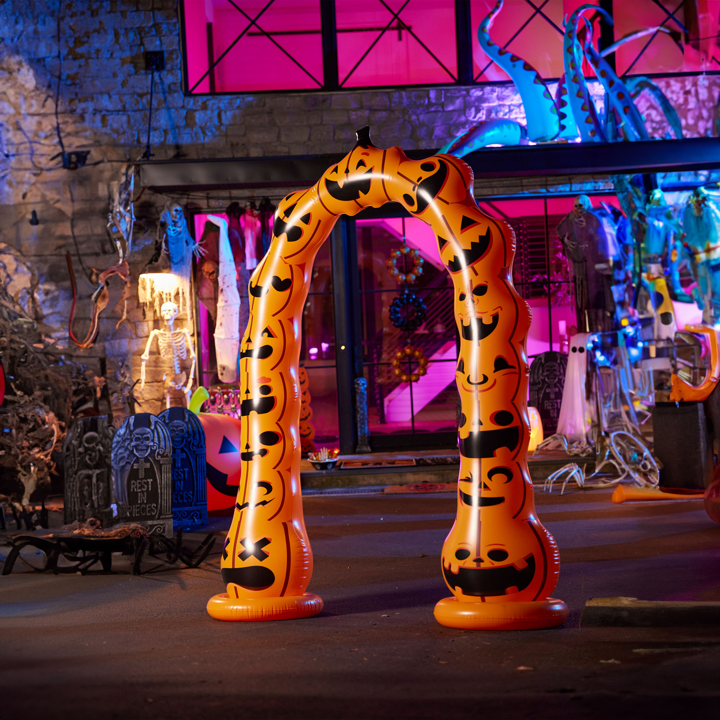 Inflatable Pumpkin Patch Arch Halloween Decor 7ft