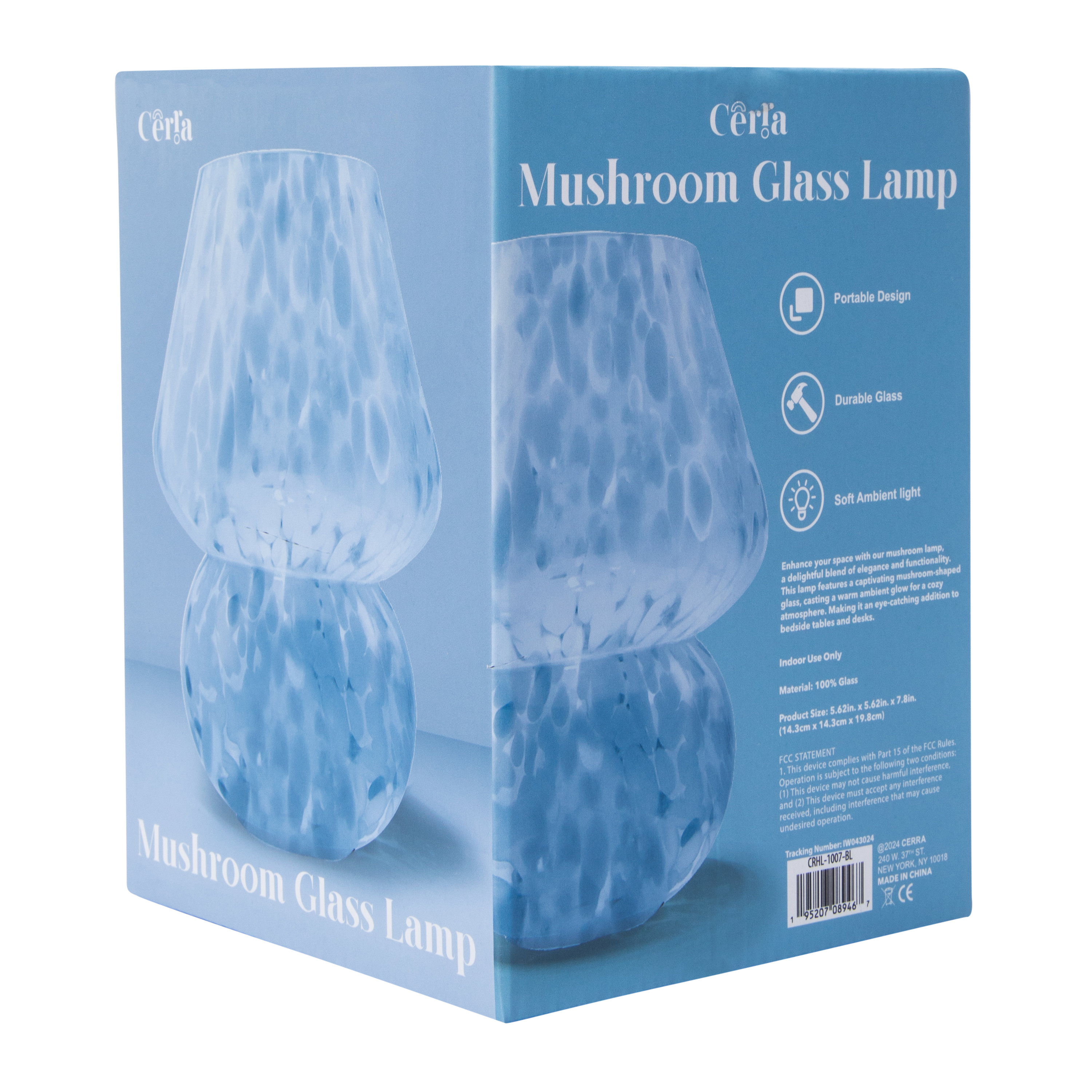 Speckled Mushroom Glass Lamp 5.62in x 7.8in