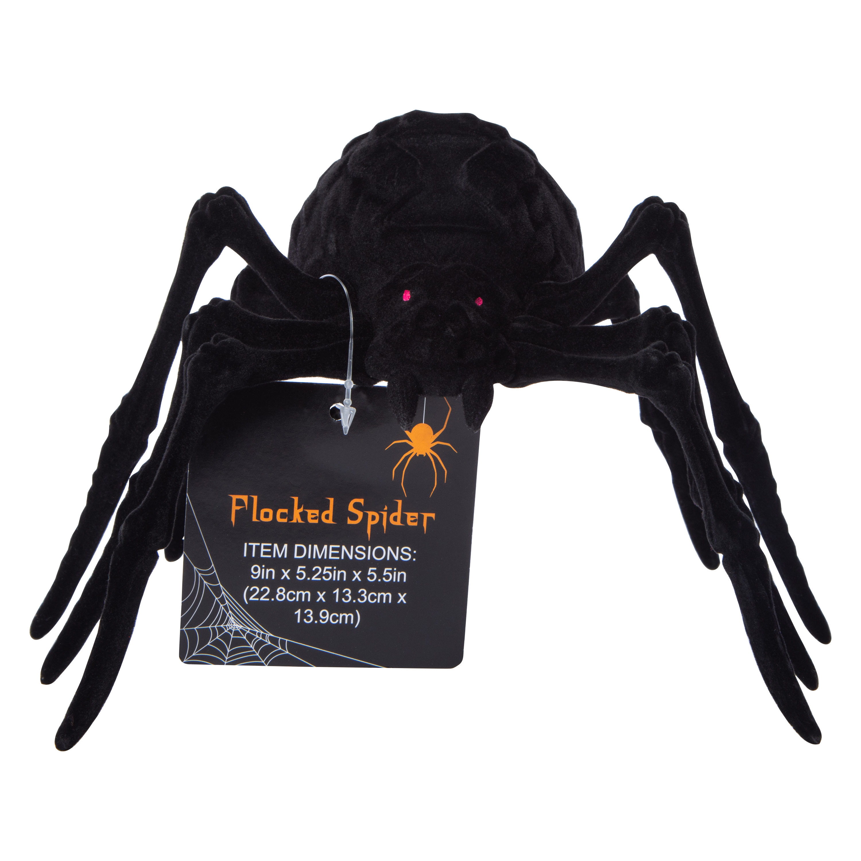 Flocked Halloween Spider 9in