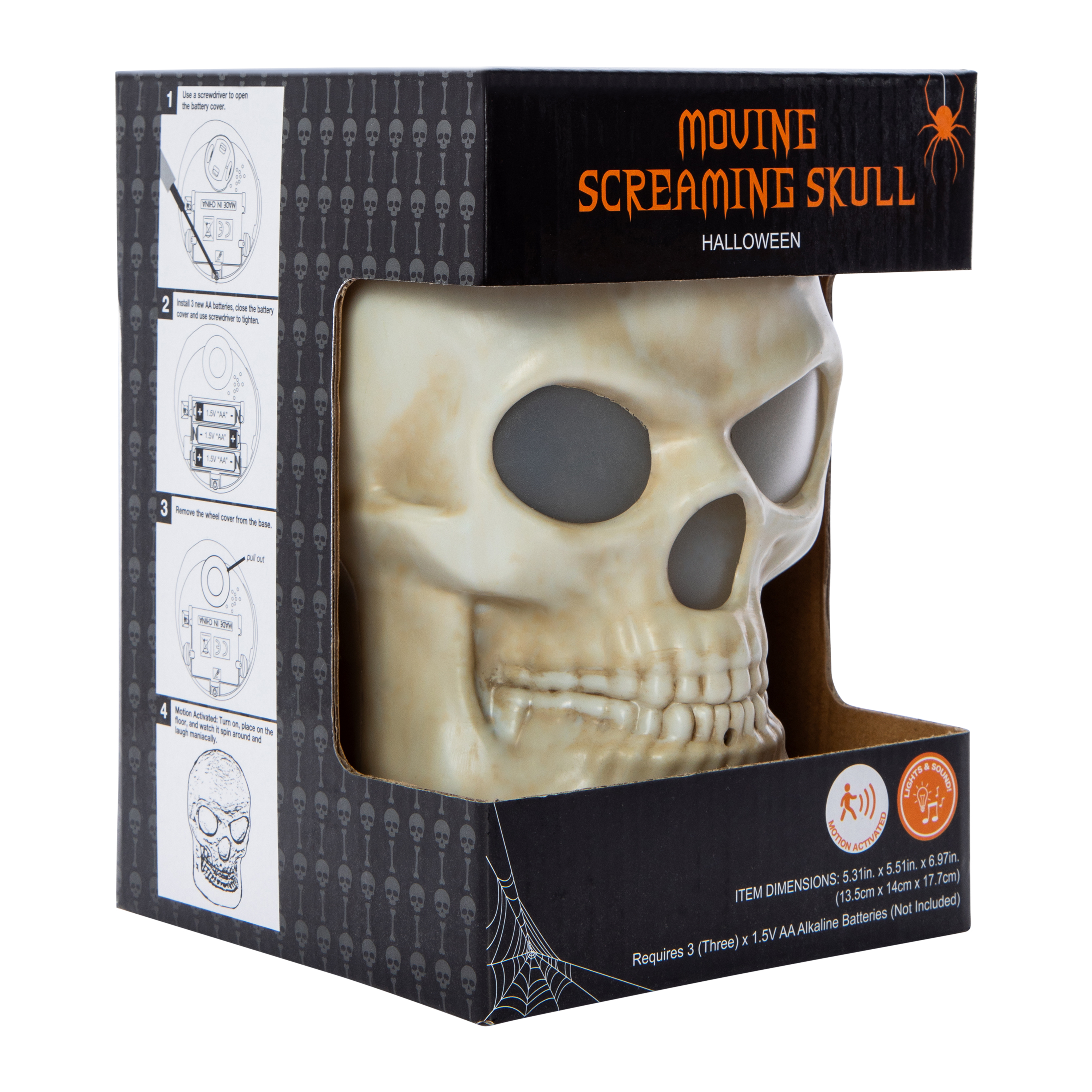 Moving Screaming Skull Halloween Decor