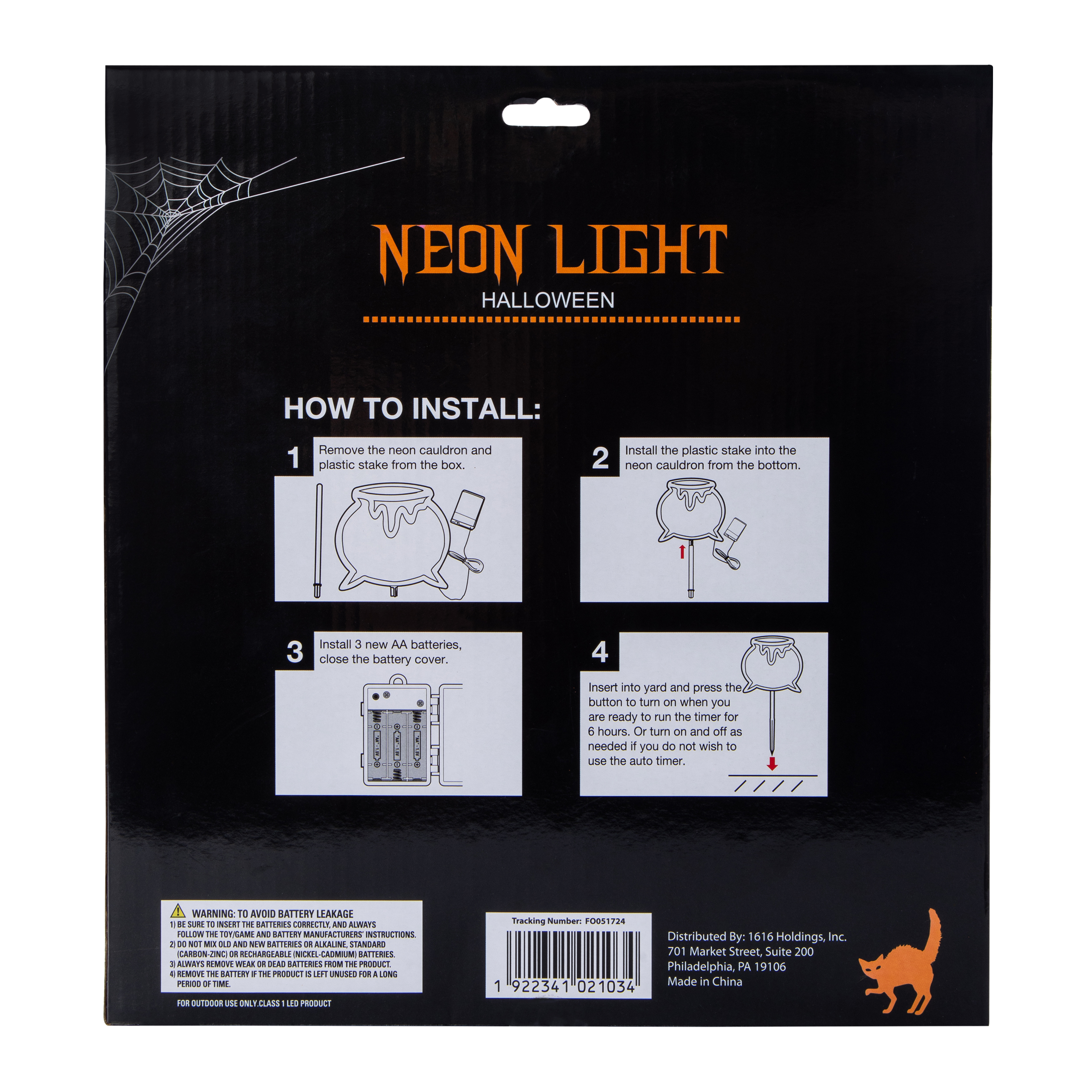 Halloween Neon Light Stake With Timer