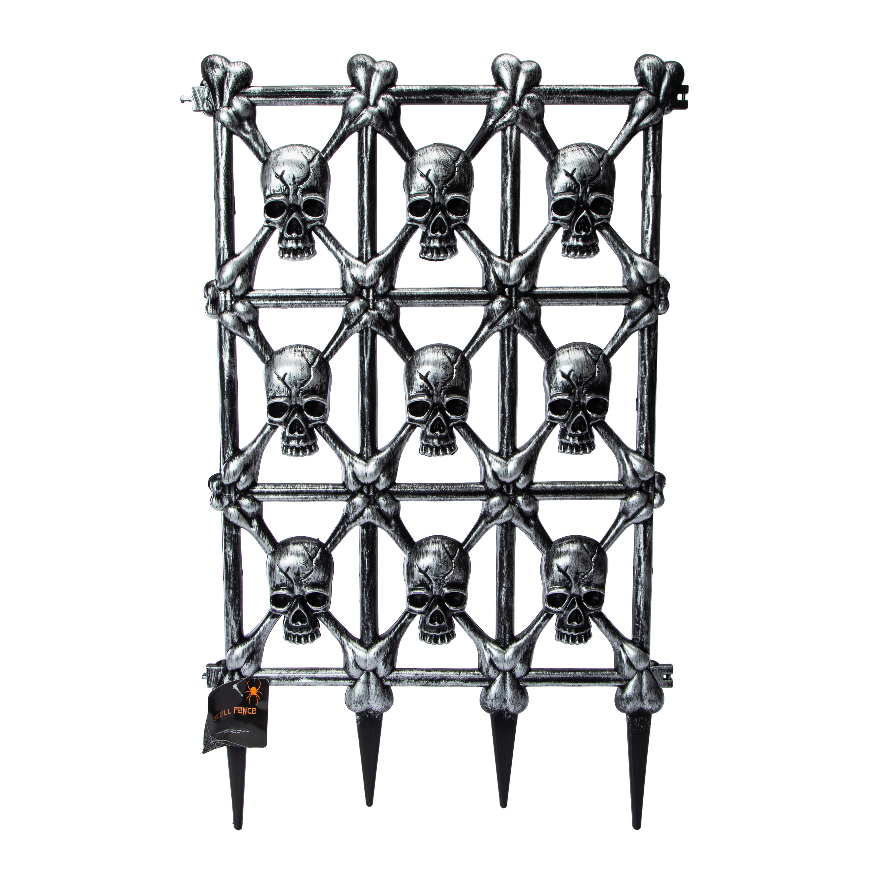 Skull Fence Halloween Decor 28.74in x 17.32in
