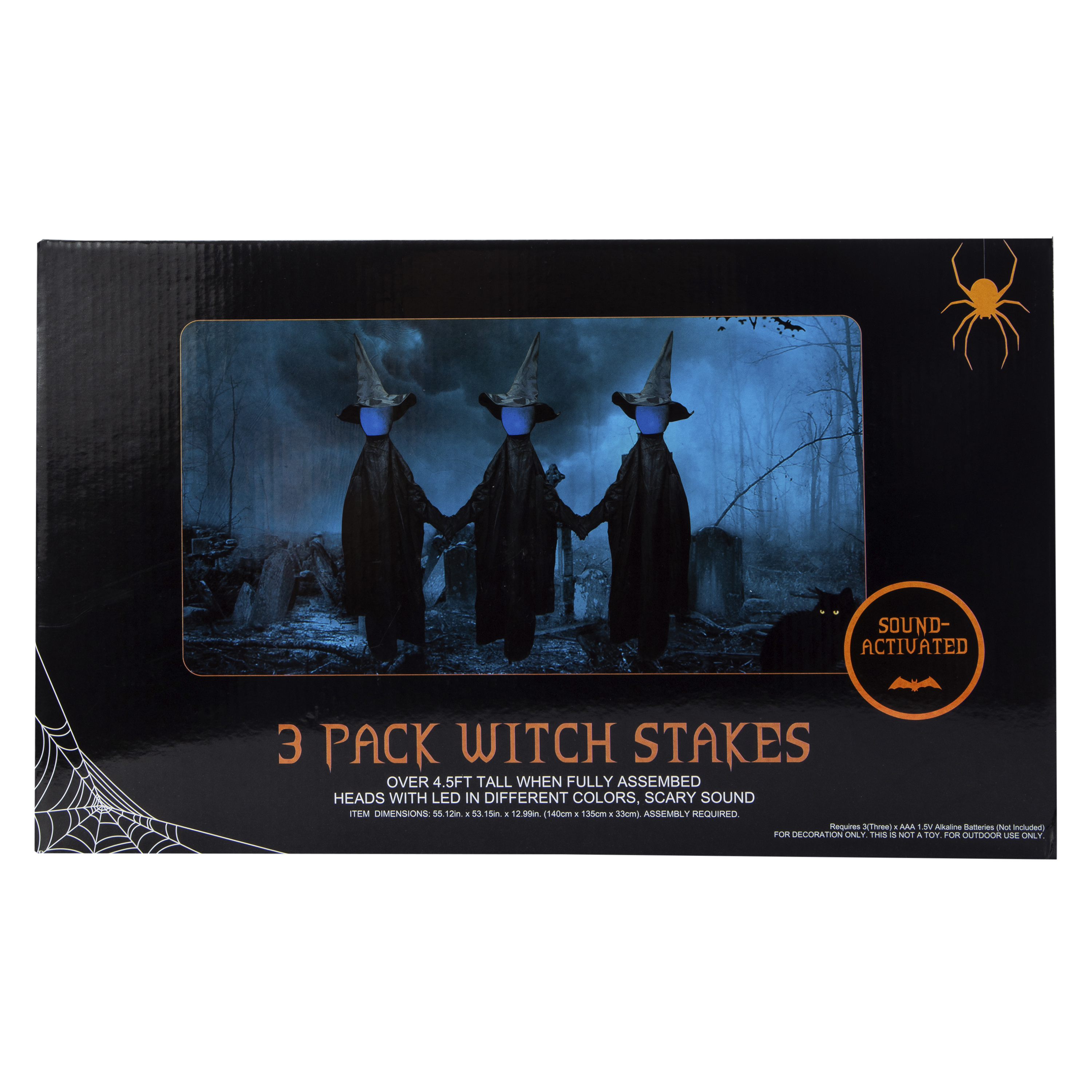 Witch Stakes Halloween Decor 3-Pack - 4.5ft