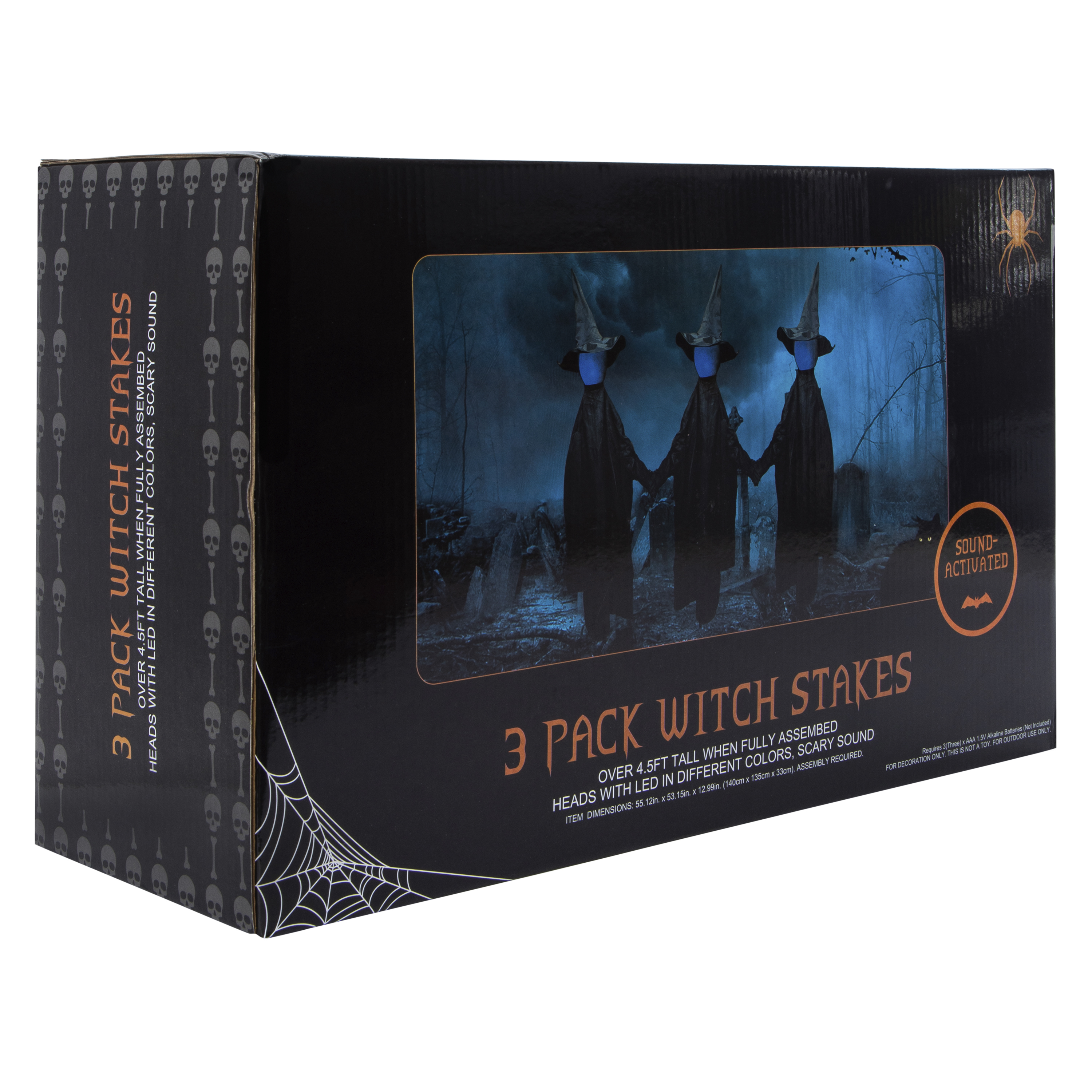 Witch Stakes Halloween Decor 3-Pack - 4.5ft