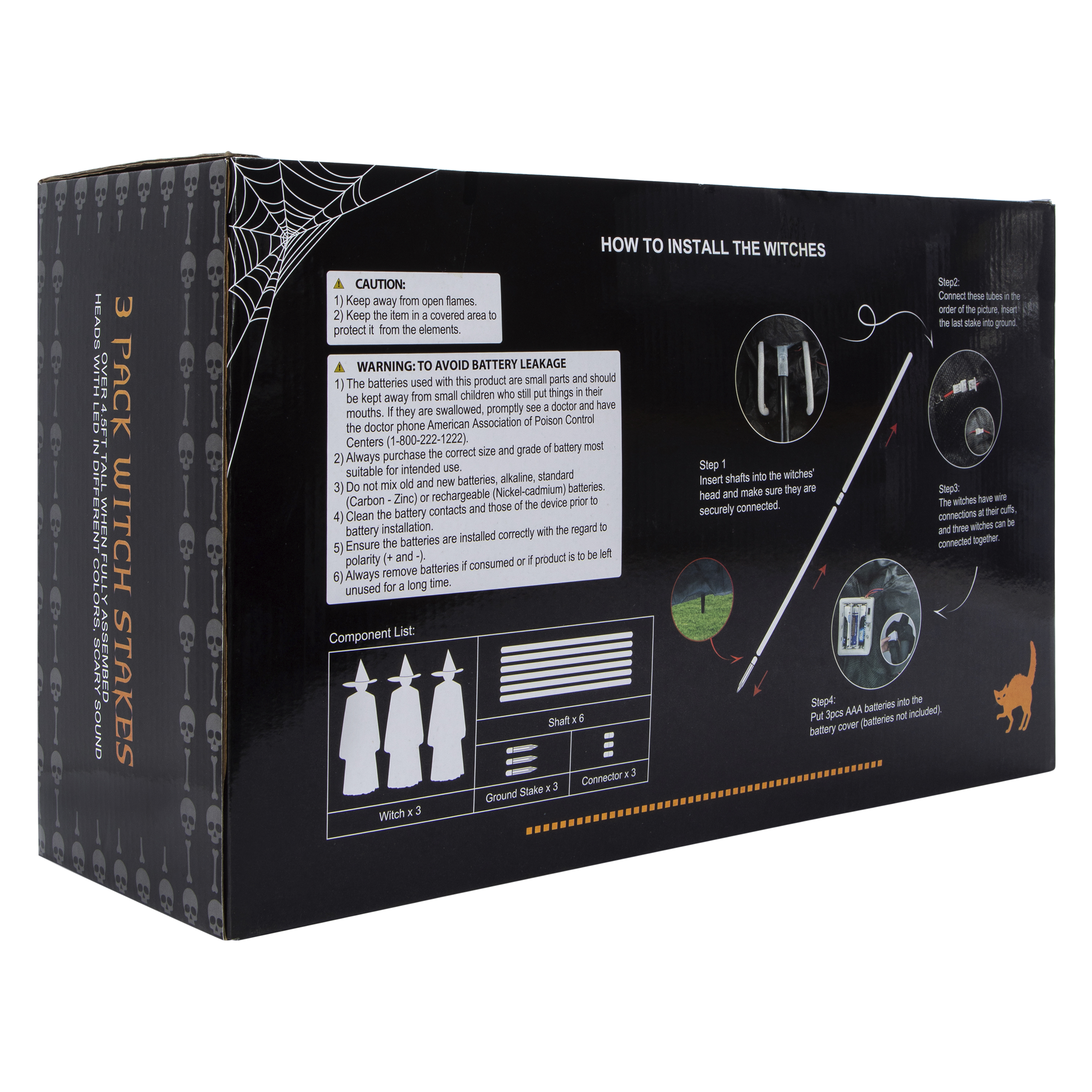 Witch Stakes Halloween Decor 3-Pack - 4.5ft