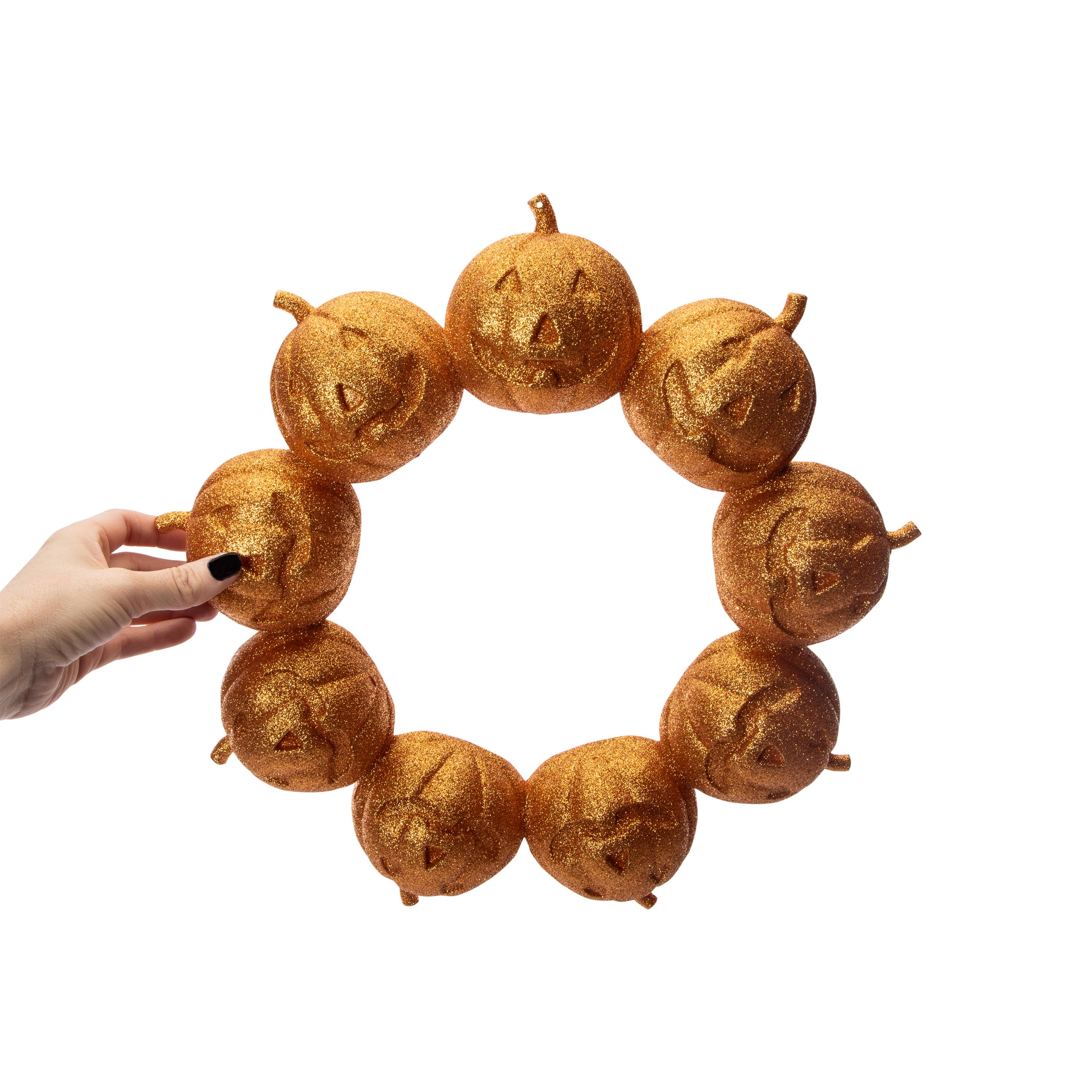 Halloween Glitter Pumpkin Wreath 15.75in