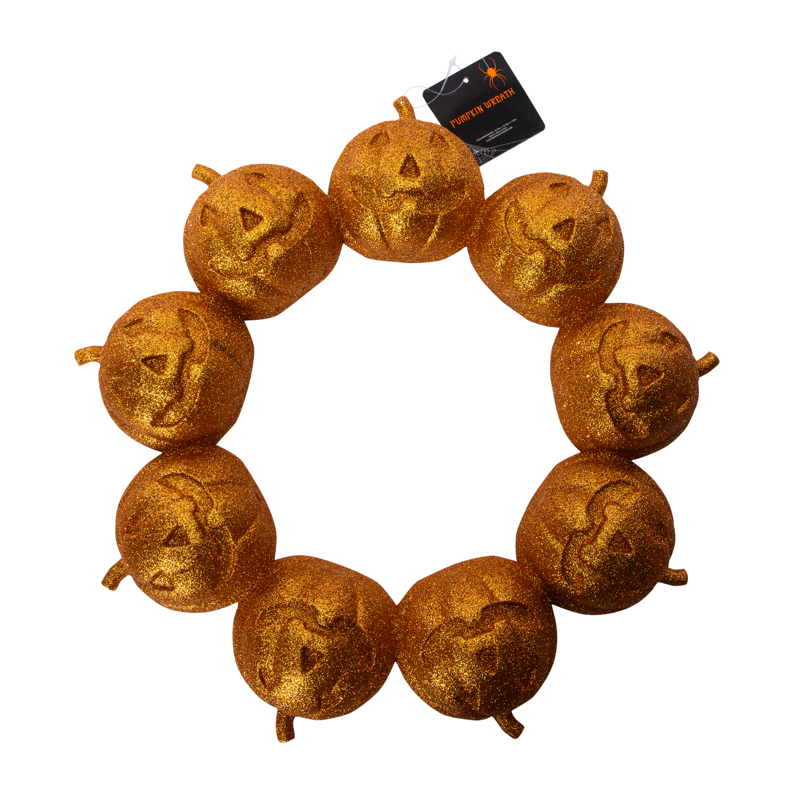 Halloween Glitter Pumpkin Wreath 15.75in