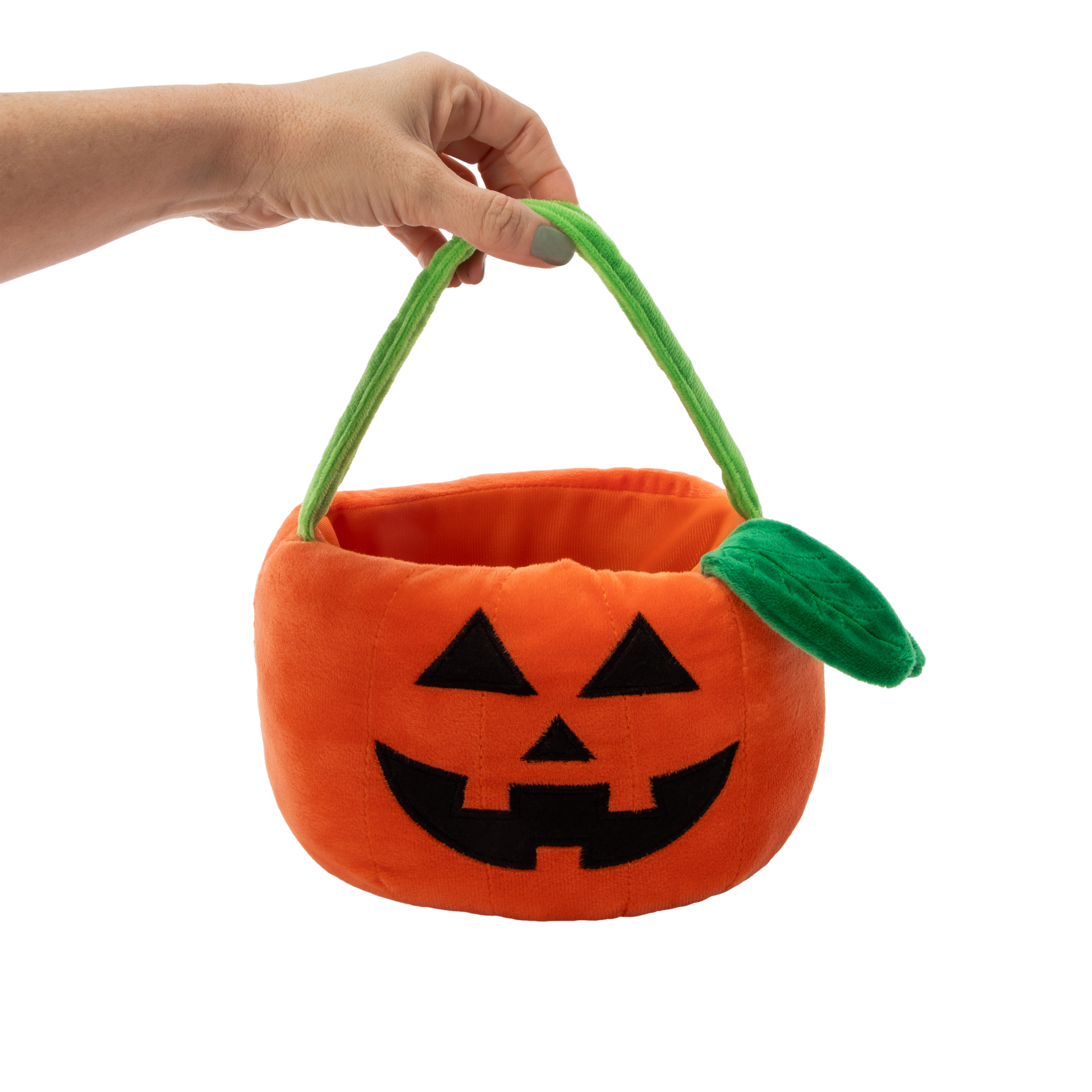 Plush Pumpkin Halloween Basket 9.44in x 9.84in