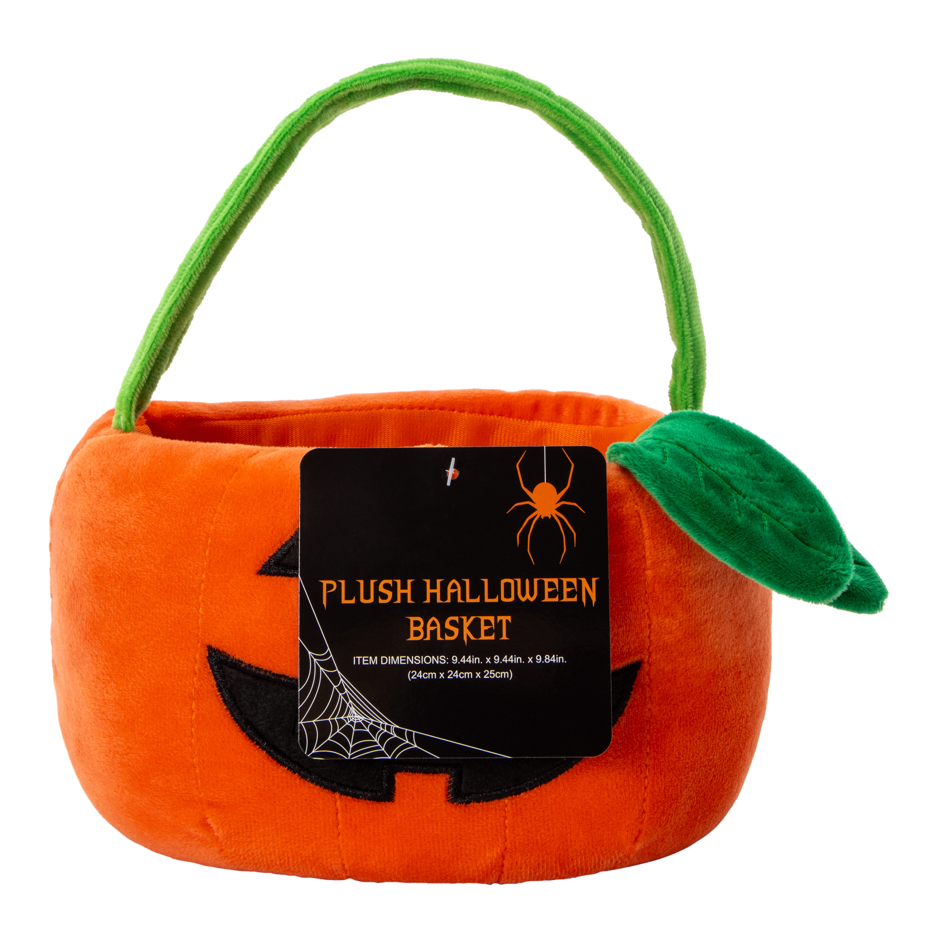 Plush Pumpkin Halloween Basket 9.44in x 9.84in