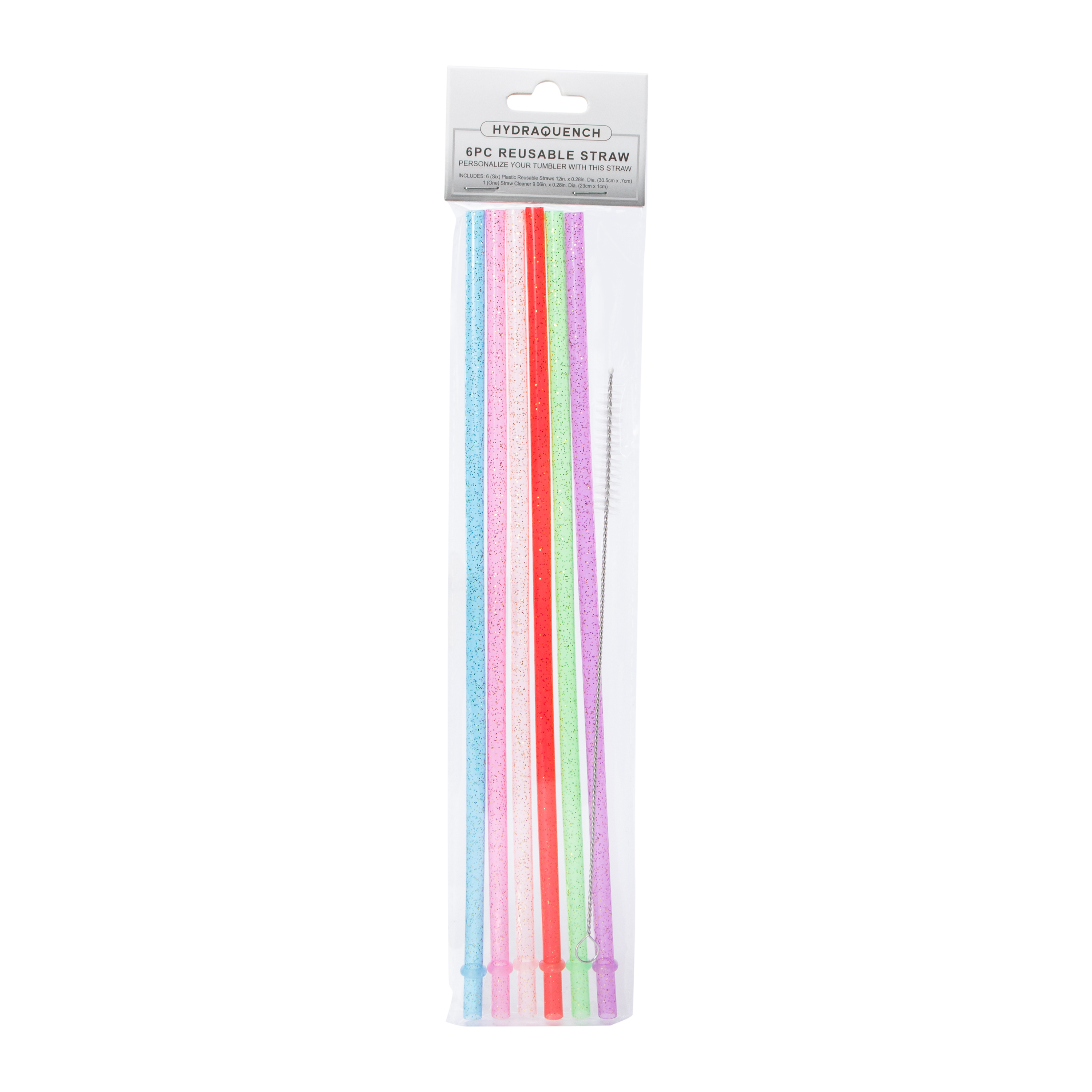Hydraquench Reusable Straws & Straw Cleaner 6-Count