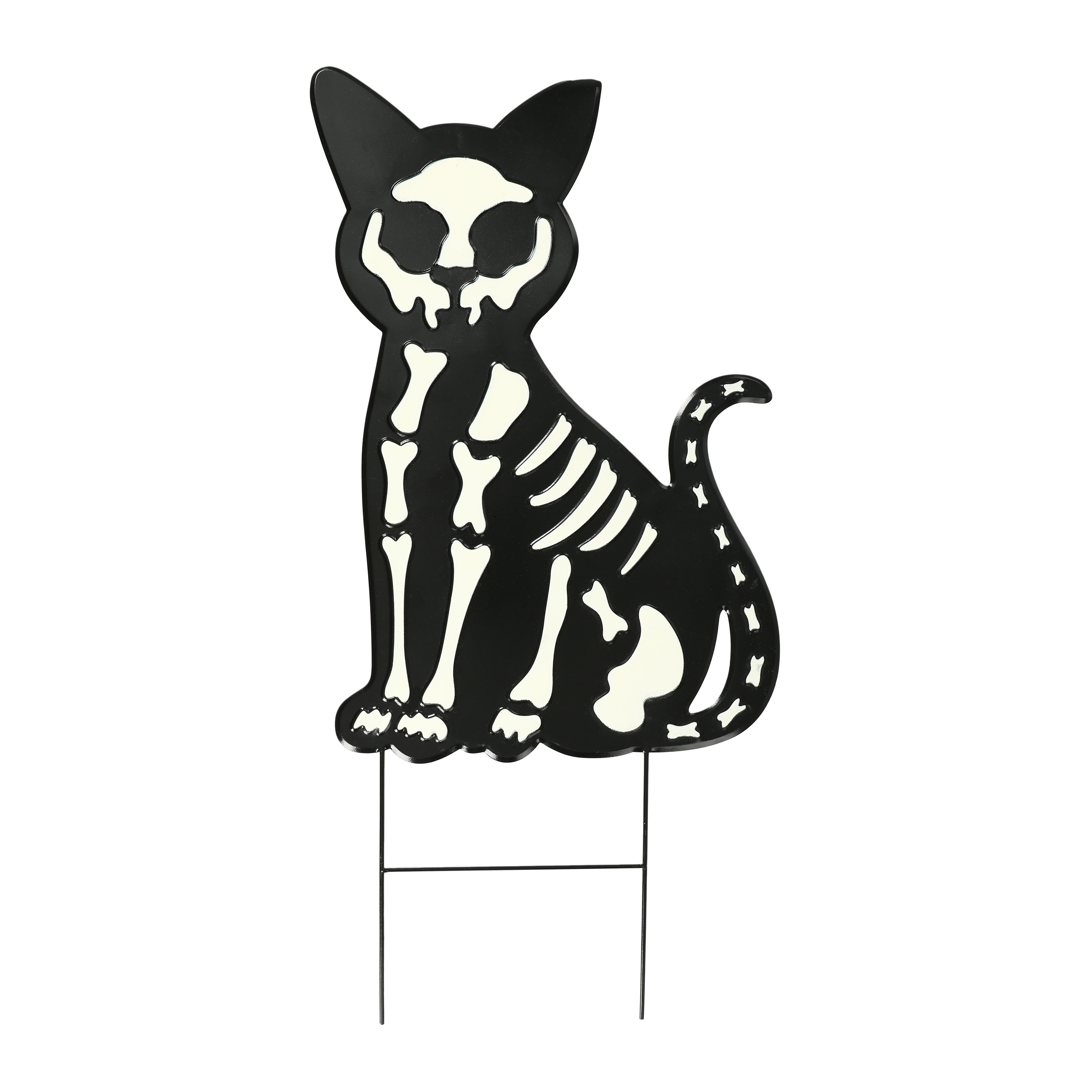 Glow In The Dark Skeleton Cat Yard Stake 29.92in