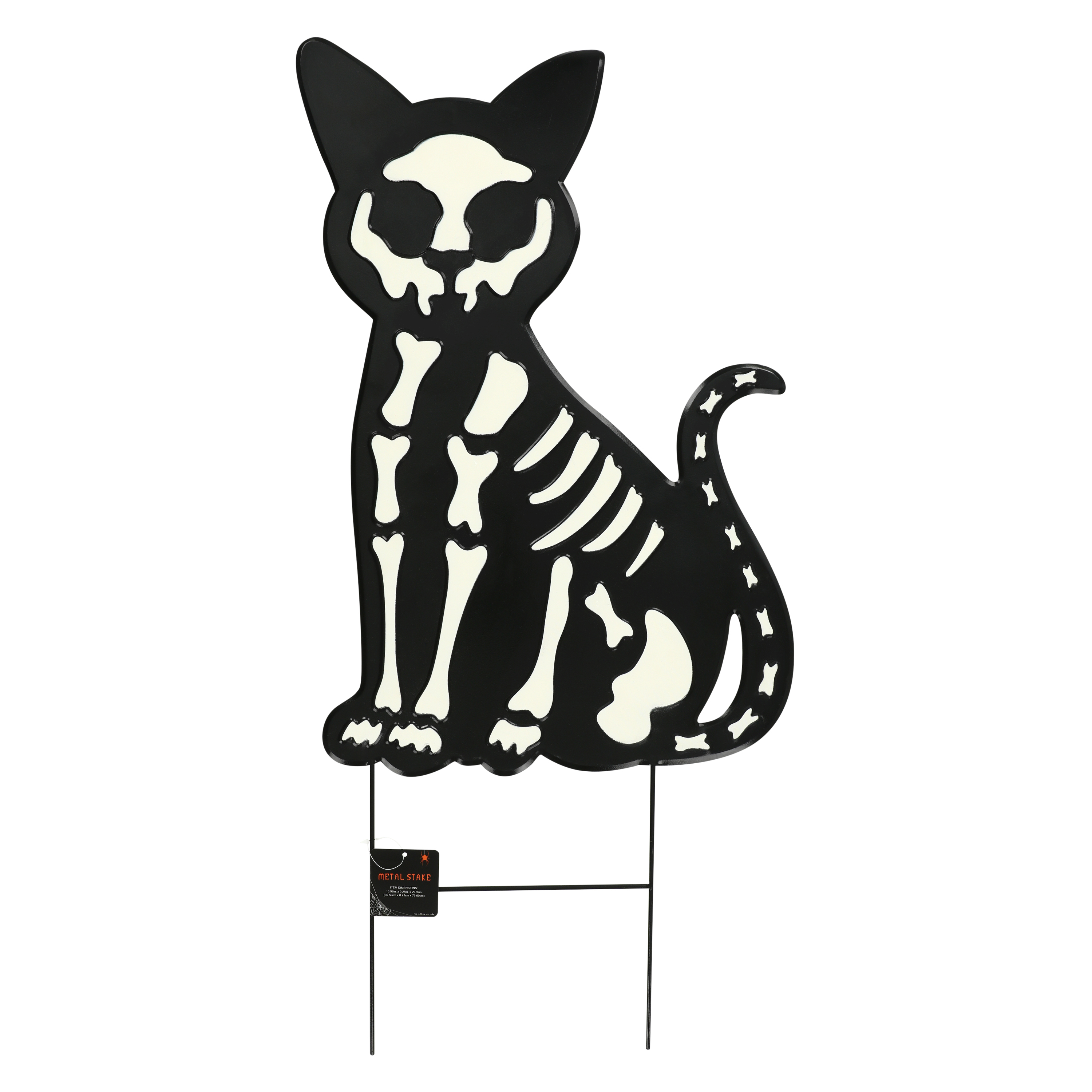 Glow In The Dark Skeleton Cat Yard Stake 29.92in