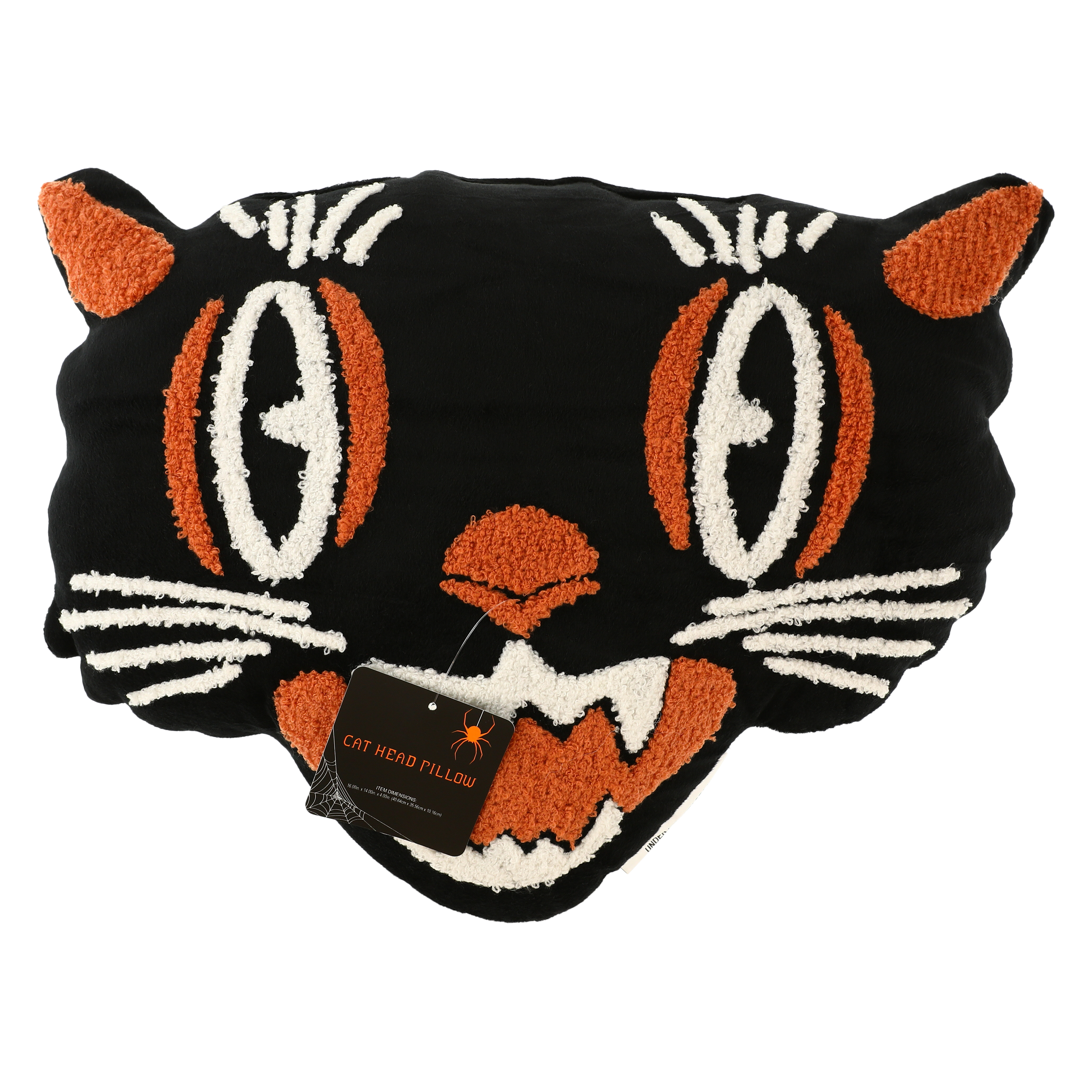 Cat Head Halloween Throw Pillow 14in x 12in