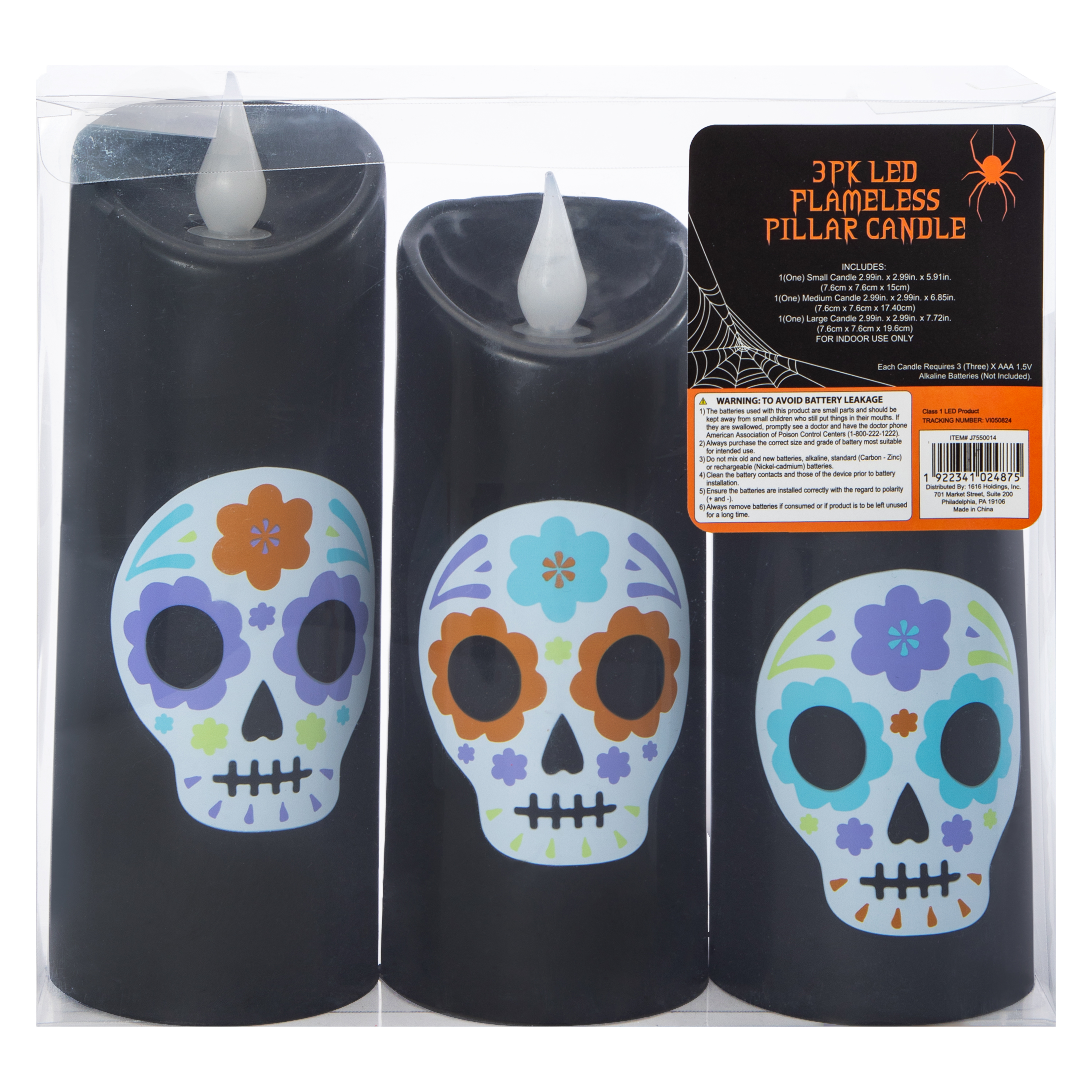 LED Flameless Halloween Candle Set 3-Count