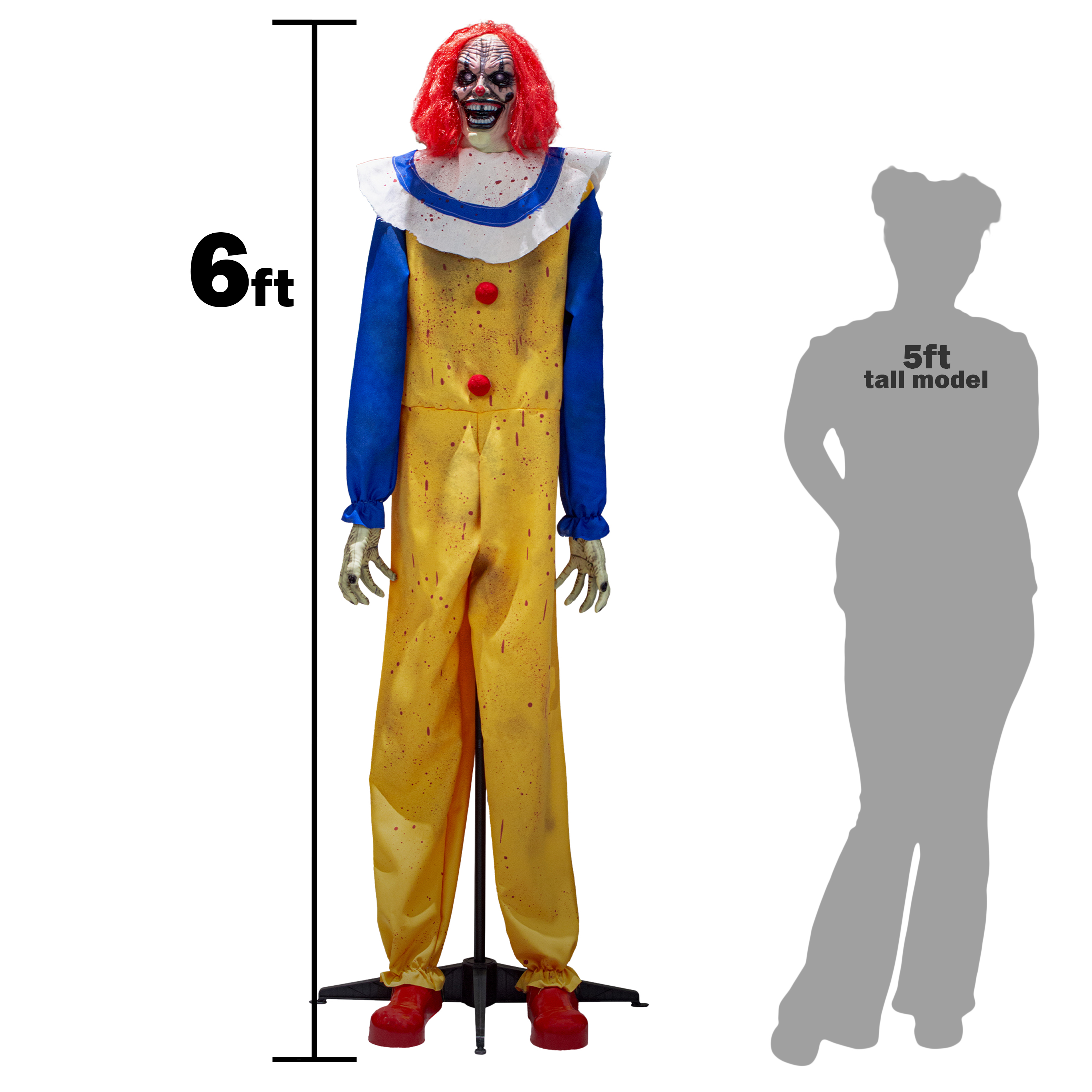6ft Frightening Clown LED Animatronic Halloween Decoration