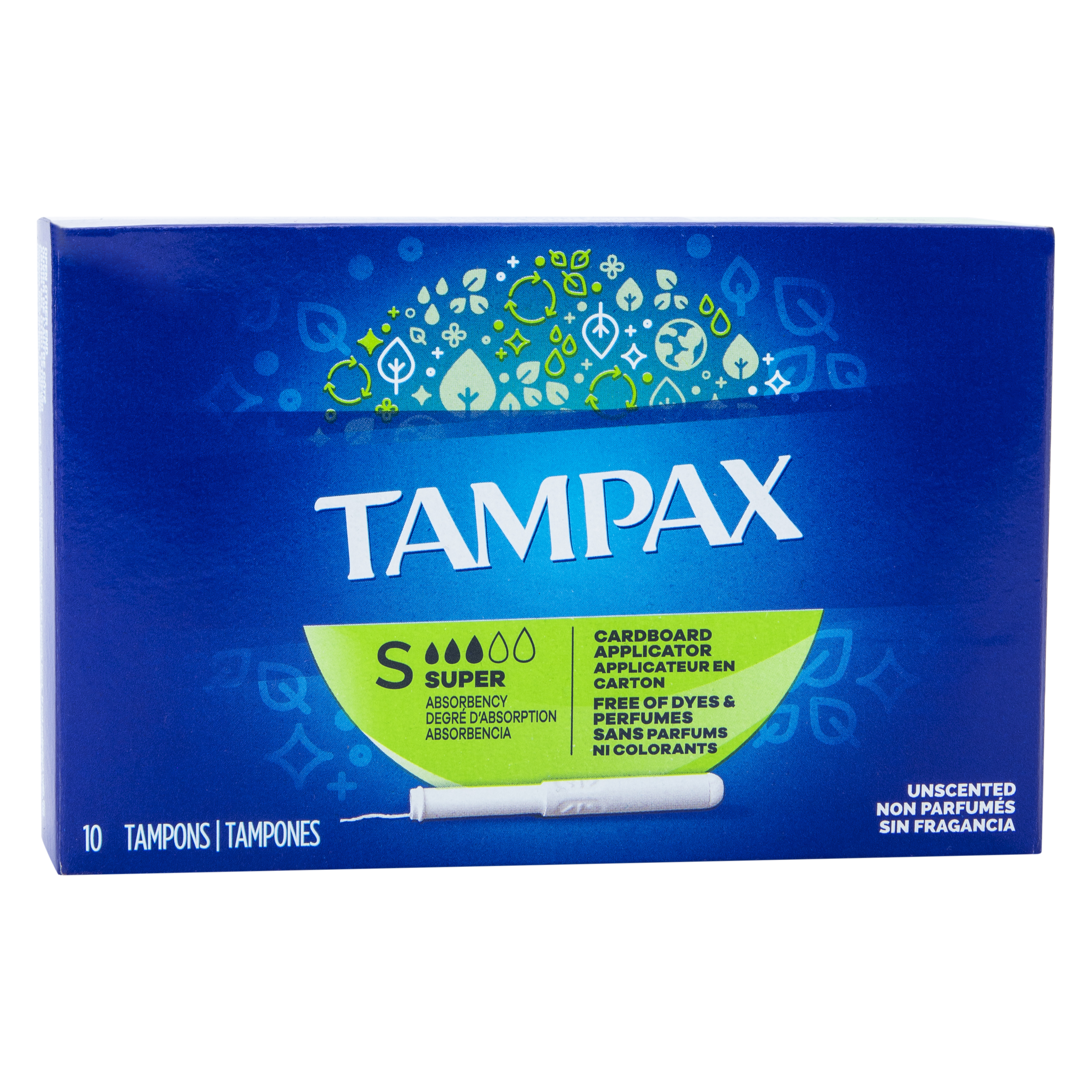 Tampax Cardboard Applicator Tampons 10-Count - Super Absorbency