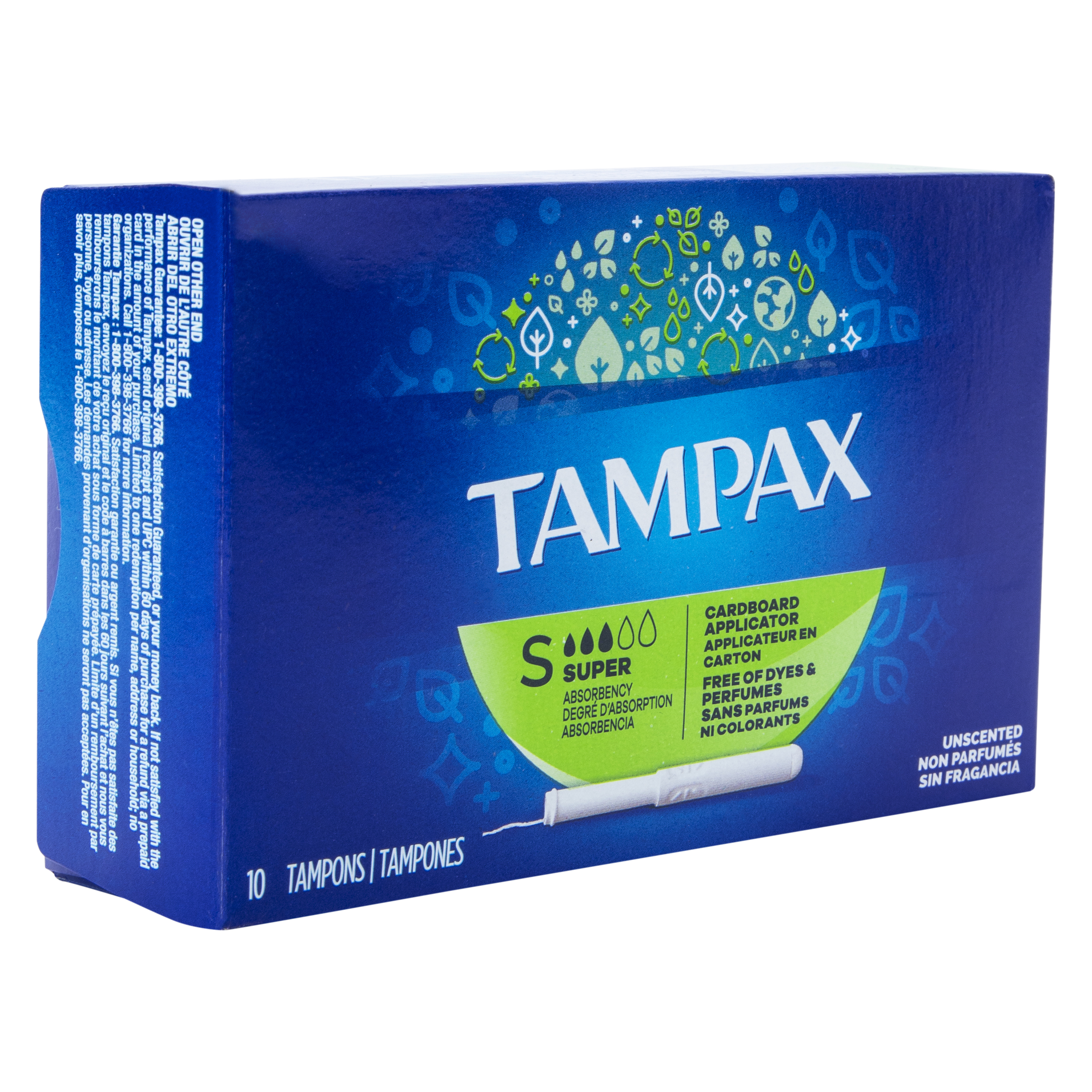 Tampax Cardboard Applicator Tampons 10-Count - Super Absorbency