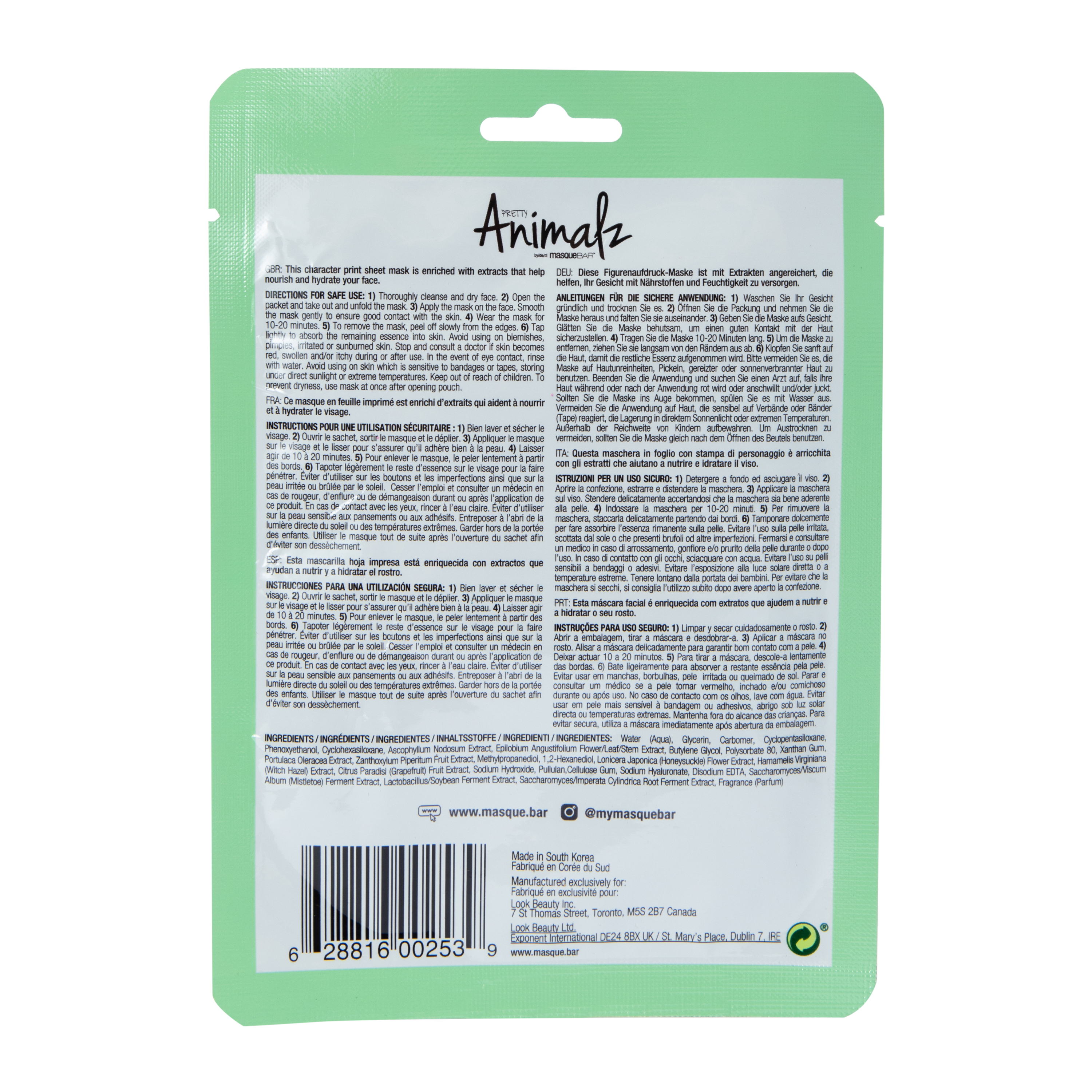 Masque BAR™ Pretty Animalz Husky Moisturizing Sheet Mask 0.71oz