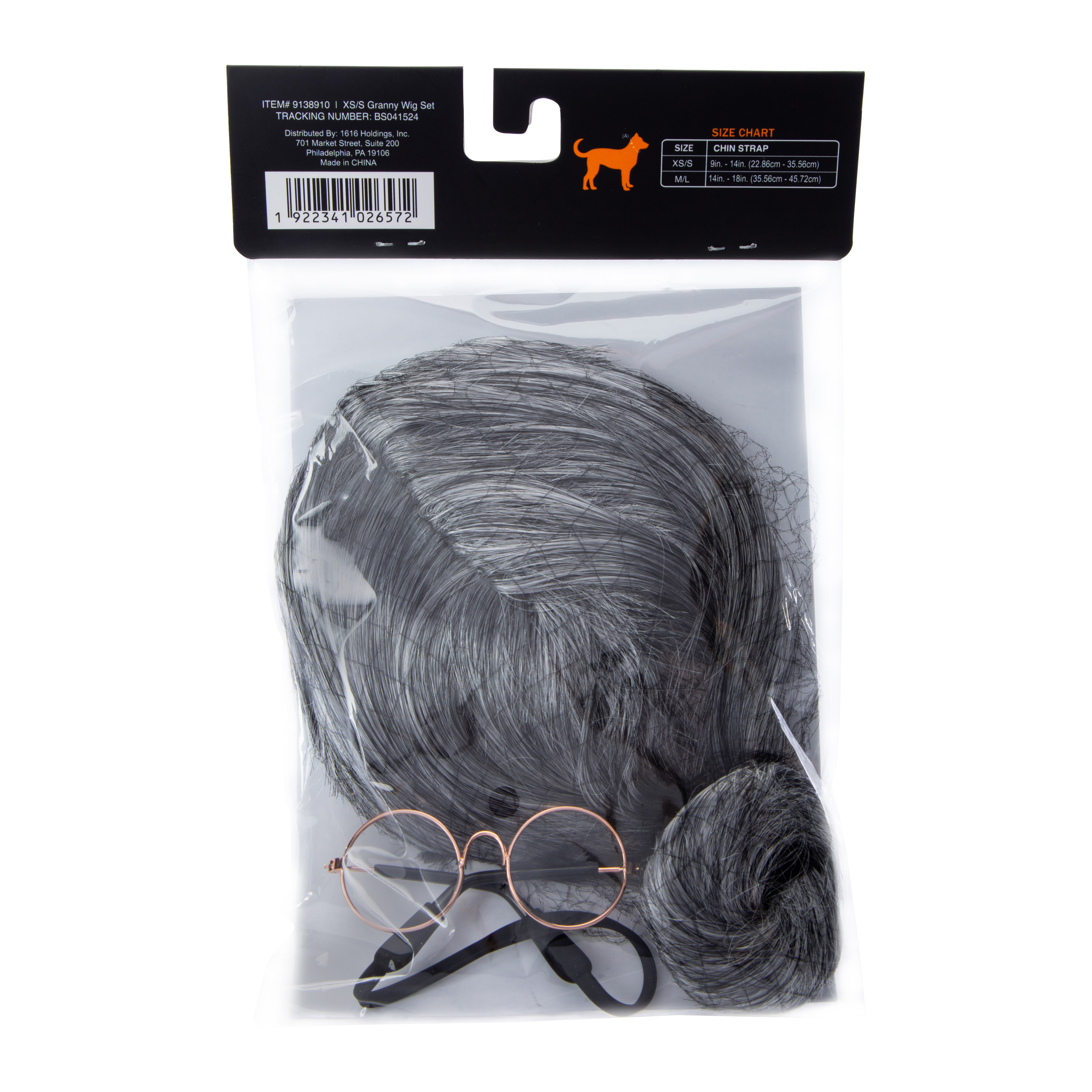 Pet Costume Granny Wig & Glasses