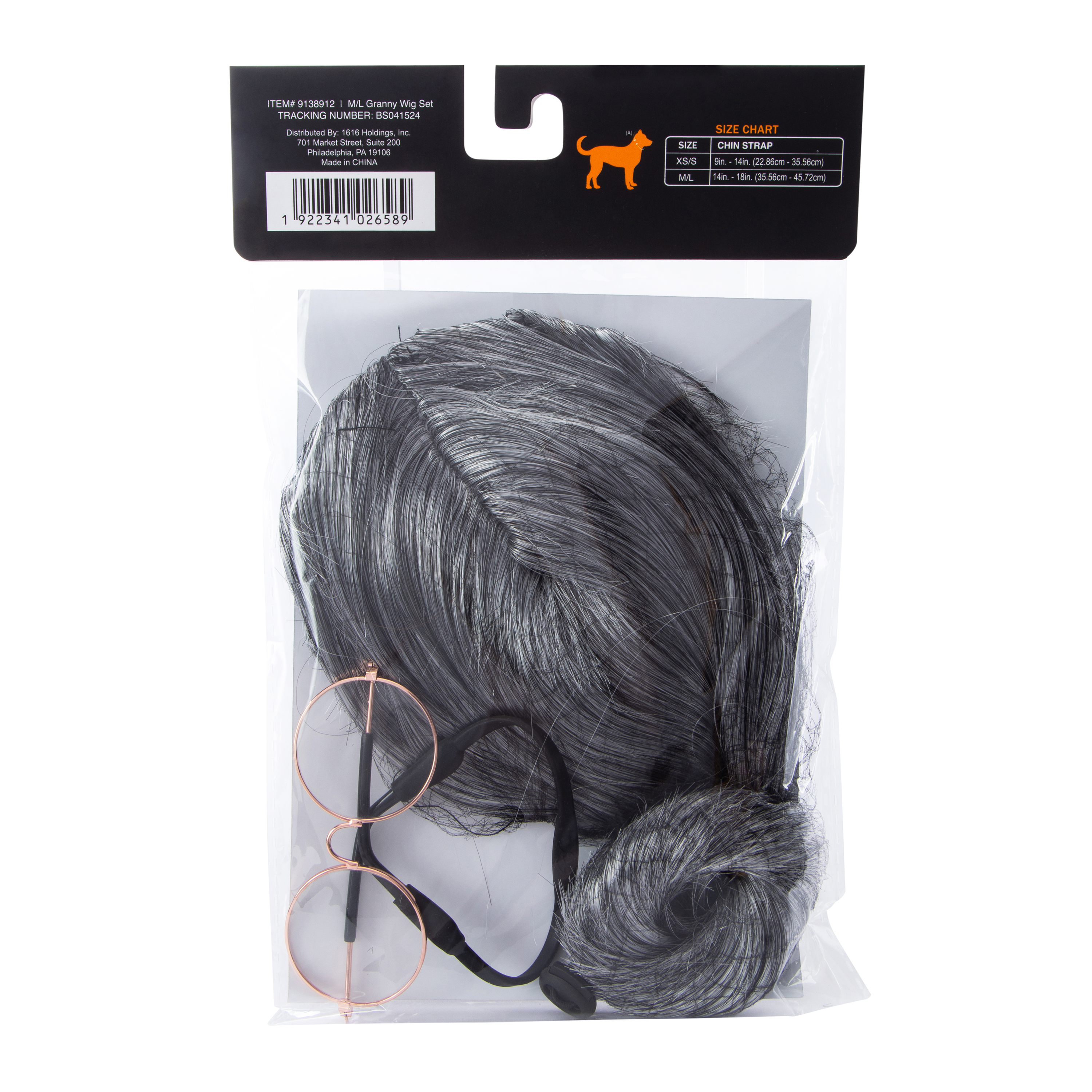 Granny Wig & Glasses Pet Costume