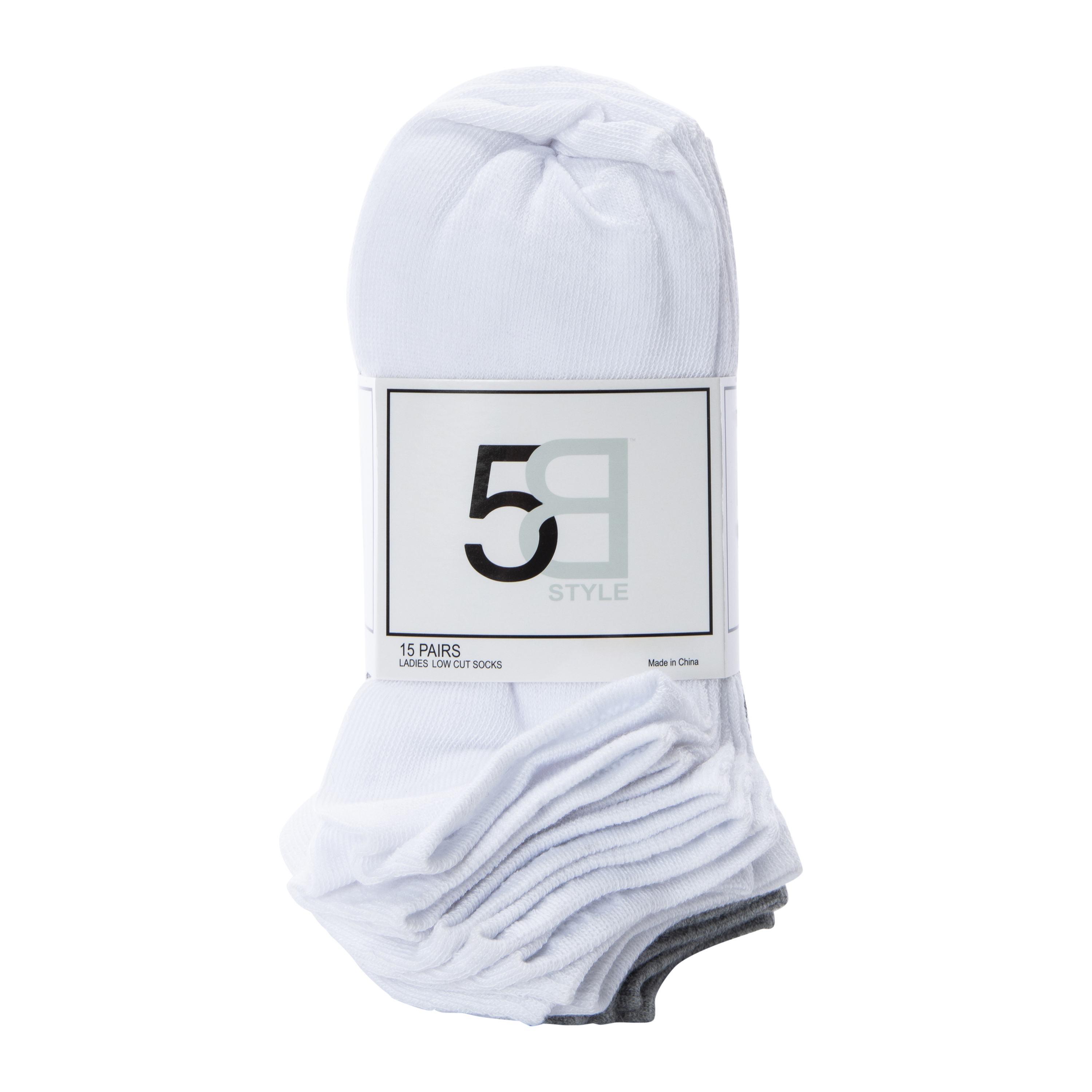Ladies Solid Low Cut Socks 15-Pack