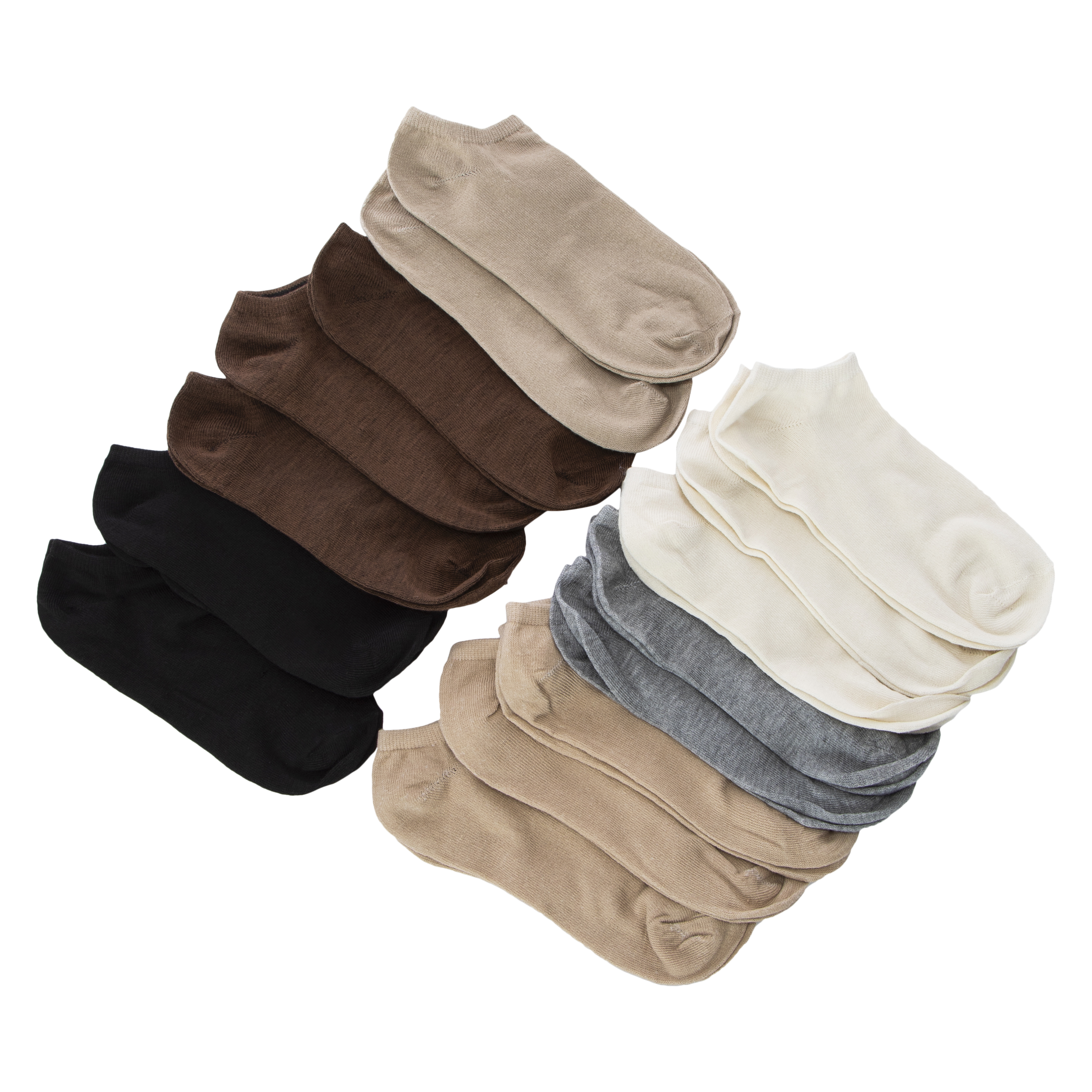 Ladies Solid Neutrals No-Show Socks 15-Pack