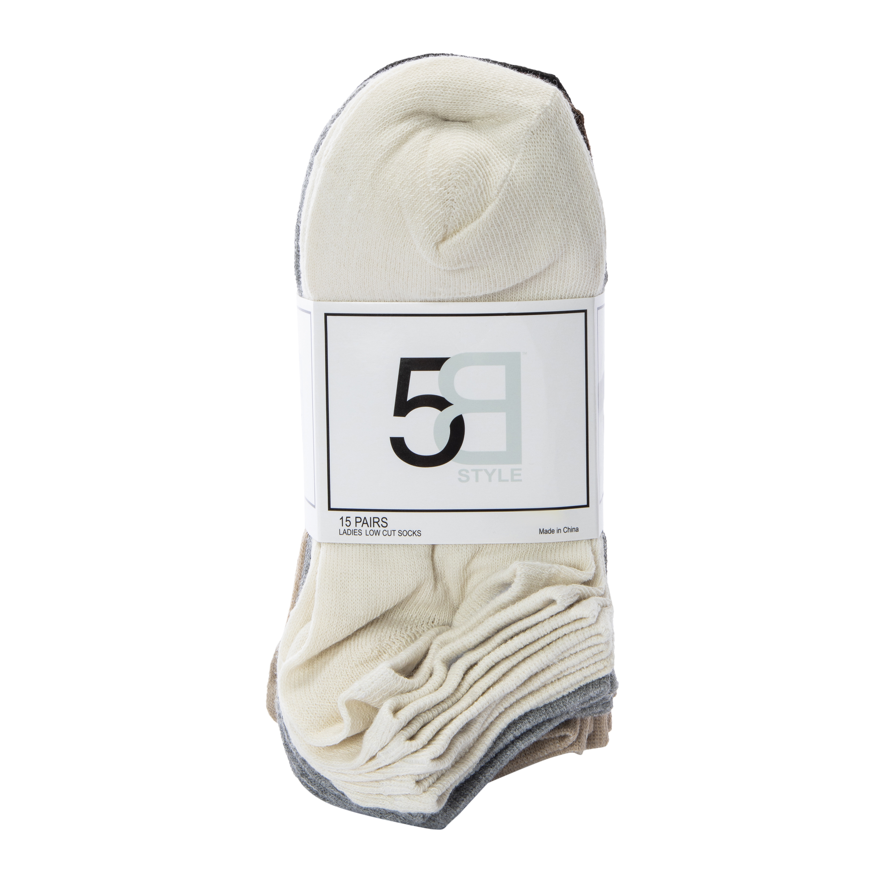 Ladies Solid Neutrals No-Show Socks 15-Pack