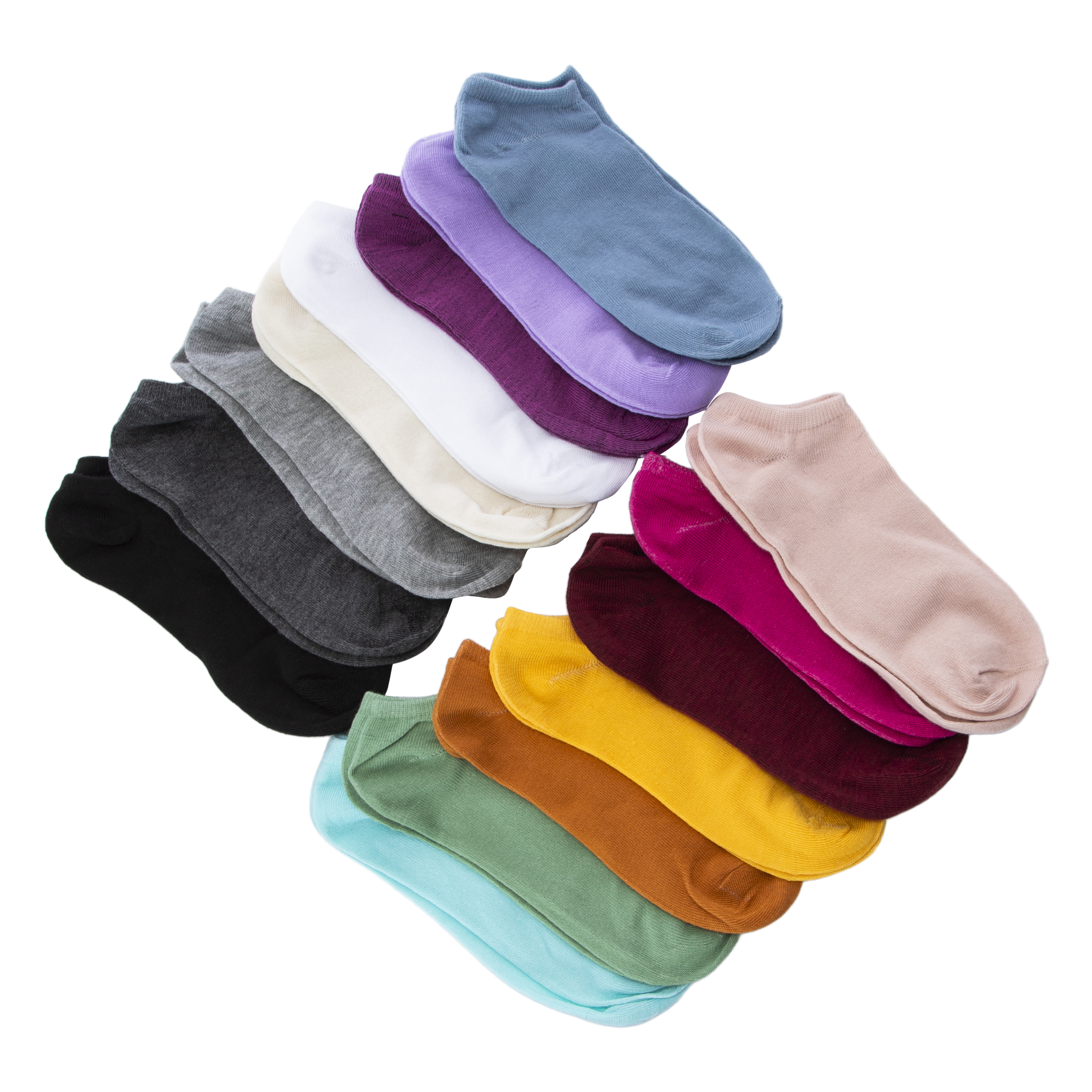 Ladies Pastel Low Cut Socks 15-Pack