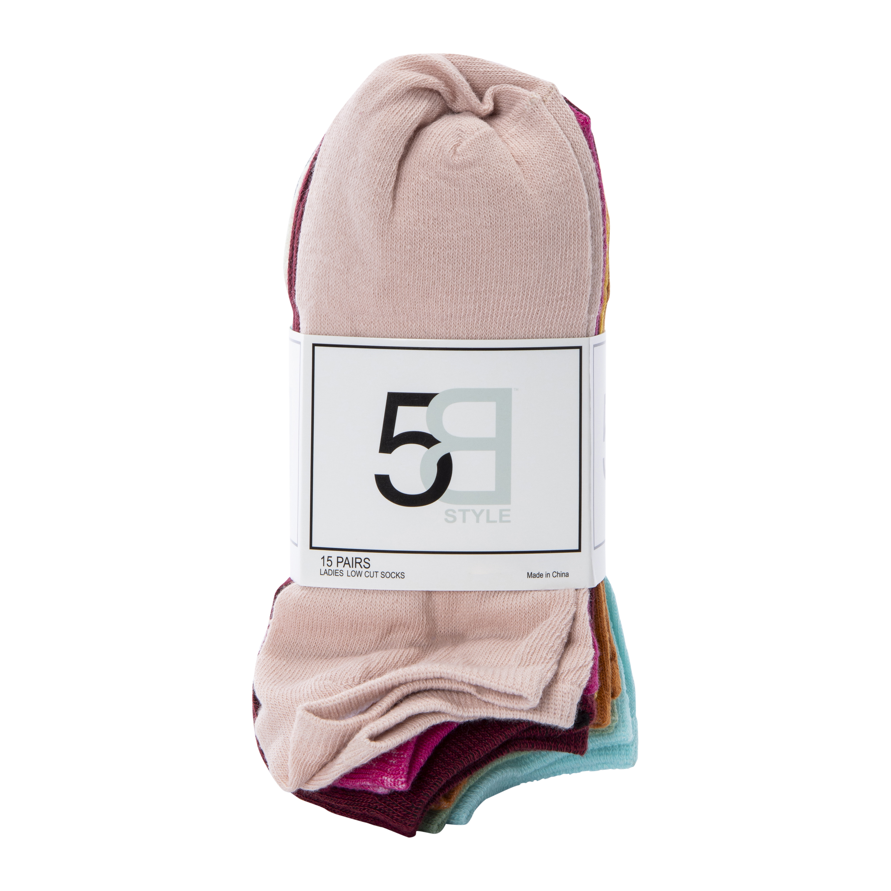 Ladies Pastel Low Cut Socks 15-Pack