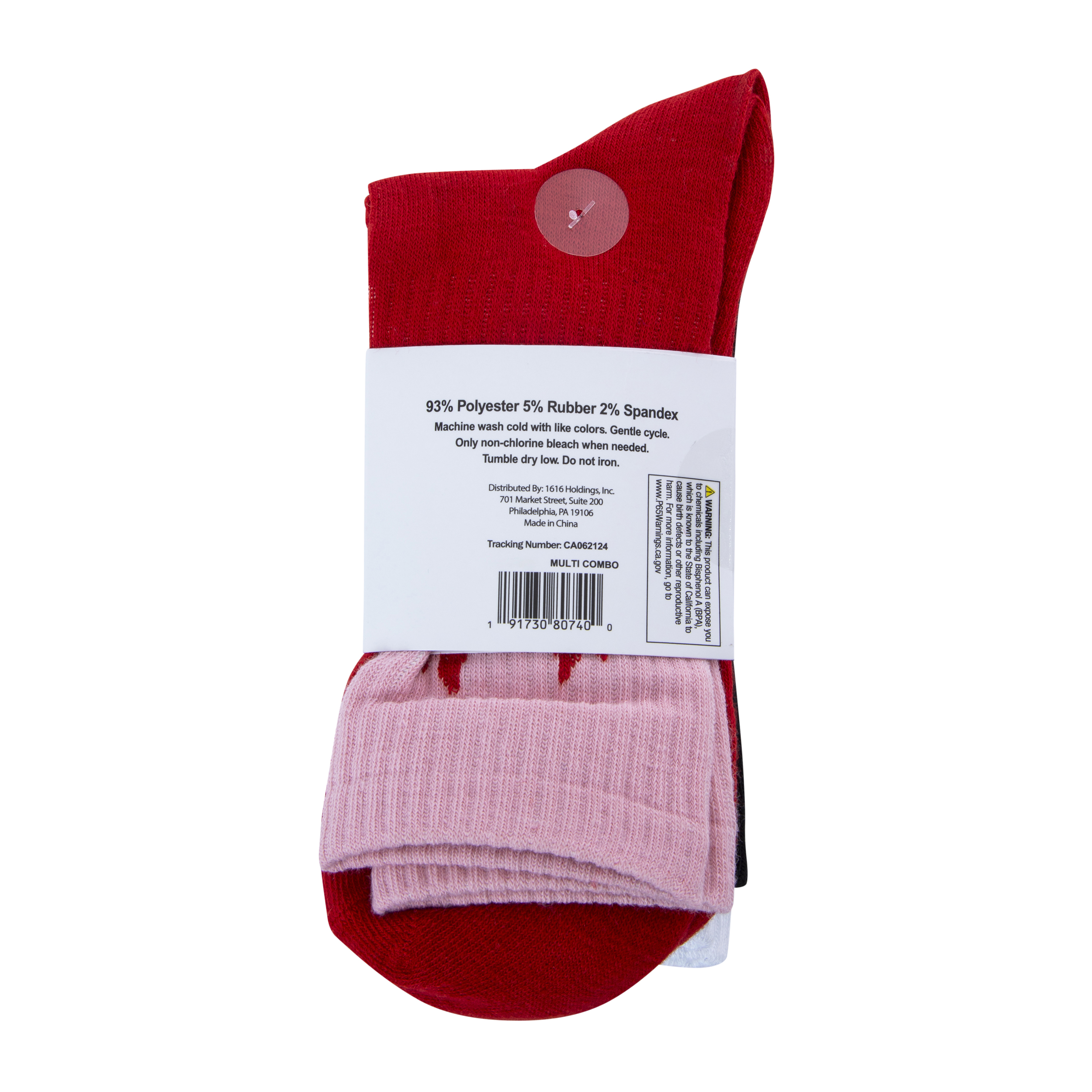 Ladies Flaming Rose Crew Socks 5-Pack