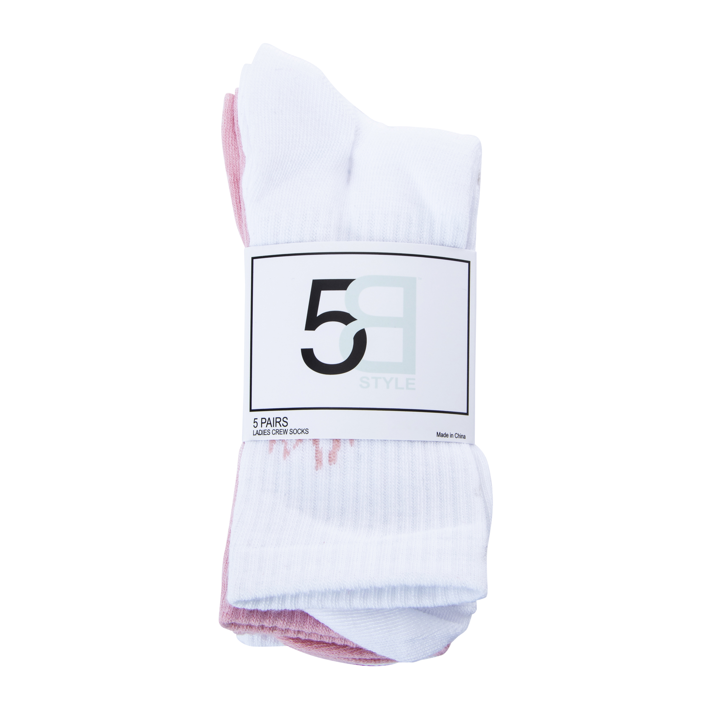 Ladies Flaming Rose Crew Socks 5-Pack