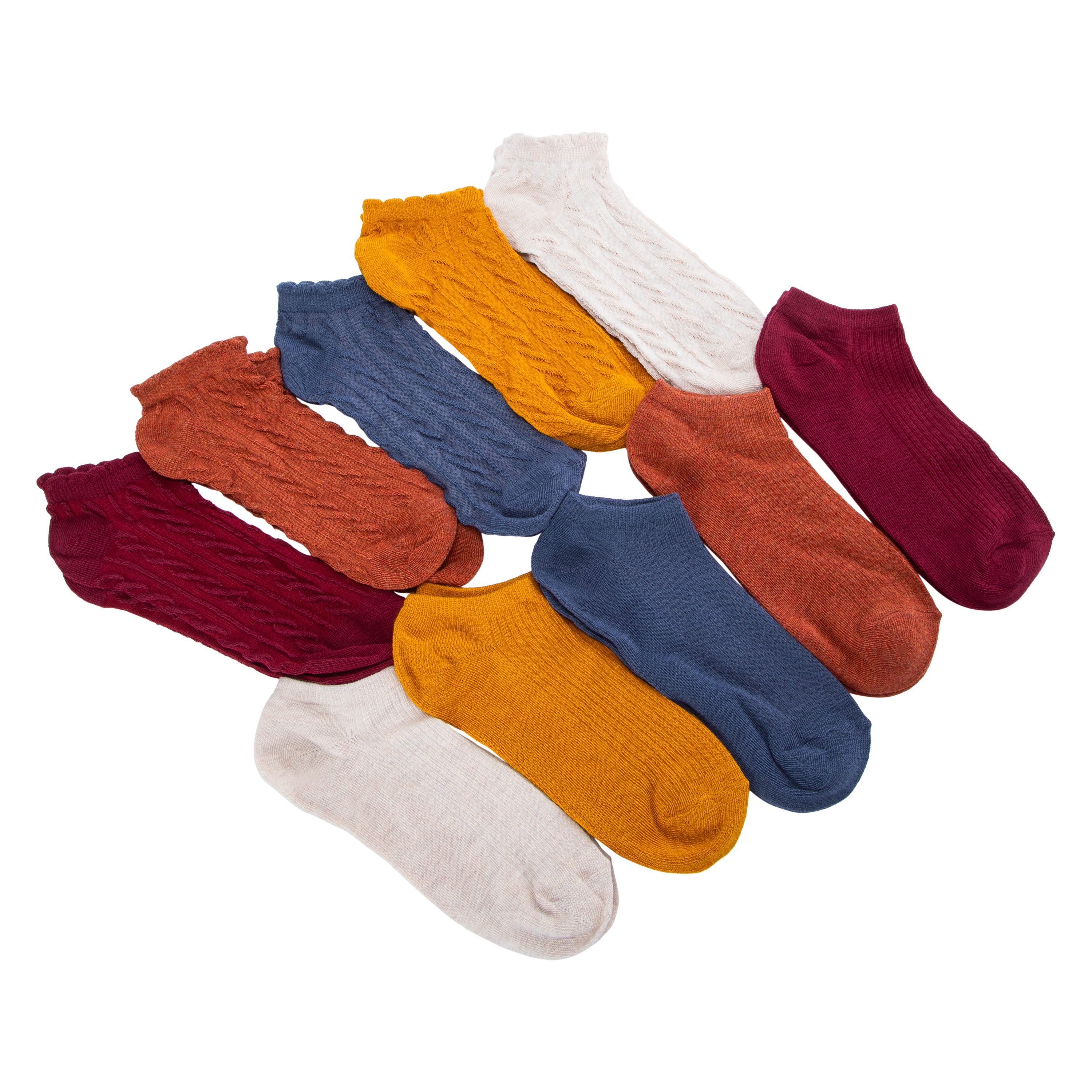 Ladies Assorted Textured Low-Cut Socks 10-Pack